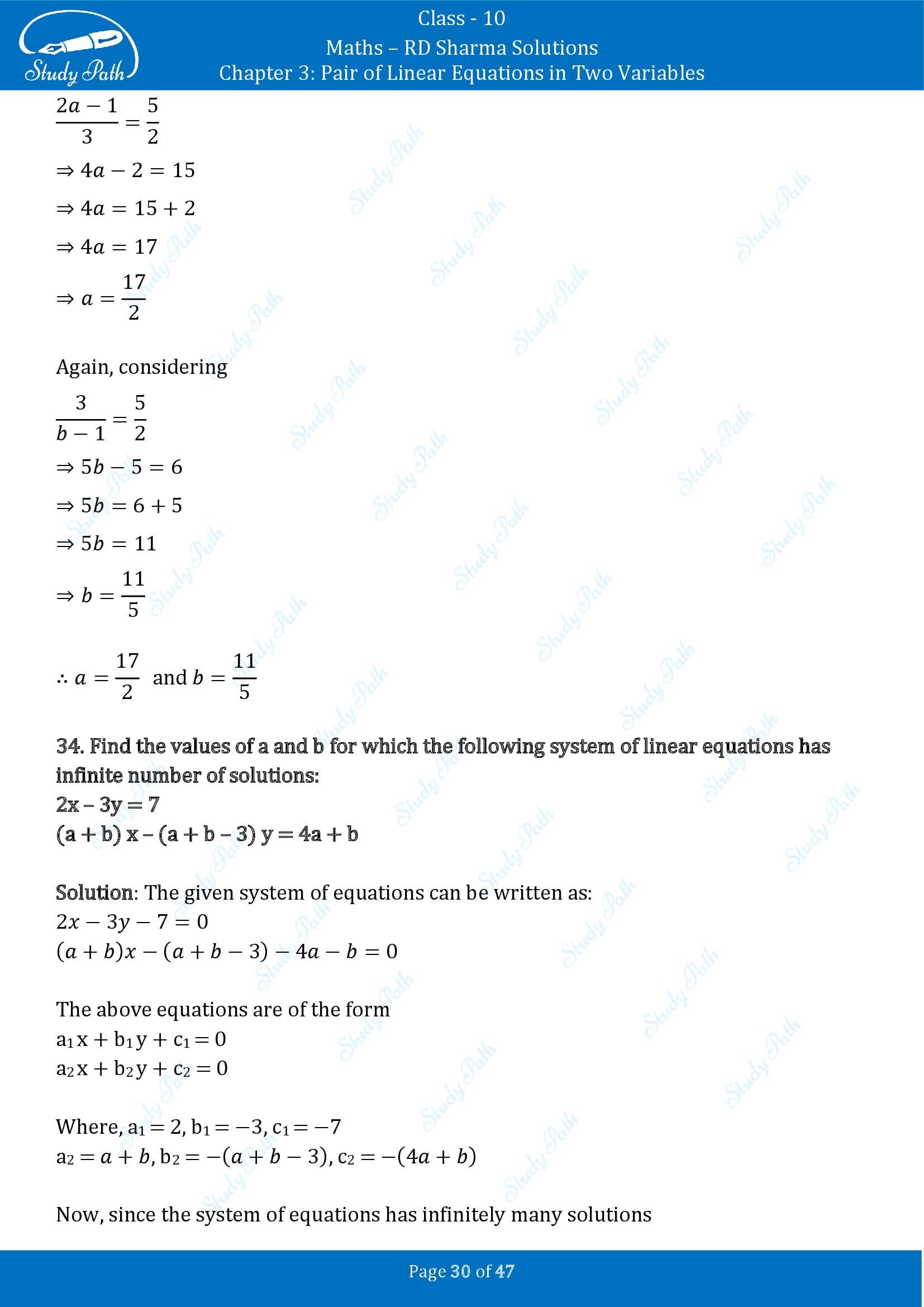 RD Sharma Solutions Class 10 Chapter 3 Pair of Linear Equations in Two Variables Exercise 3.5 00030
