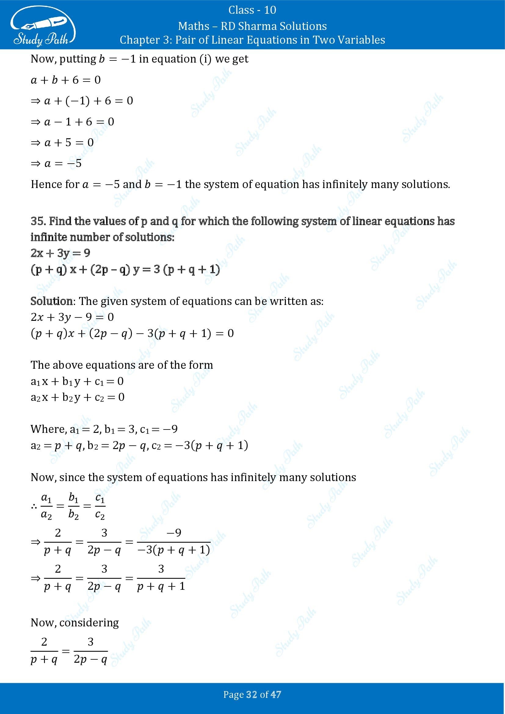 RD Sharma Solutions Class 10 Chapter 3 Pair of Linear Equations in Two Variables Exercise 3.5 00032
