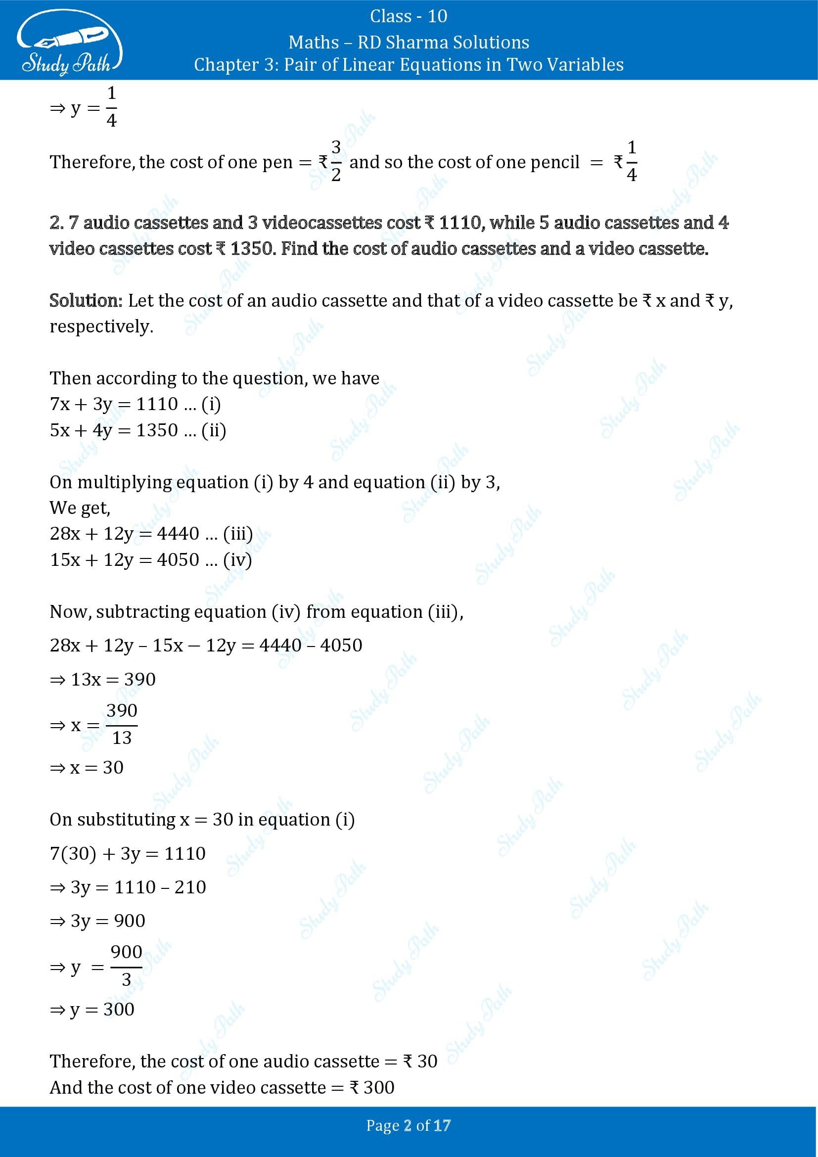 RD Sharma Solutions Class 10 Chapter 3 Pair of Linear Equations in Two Variables Exercise 3.6 00002