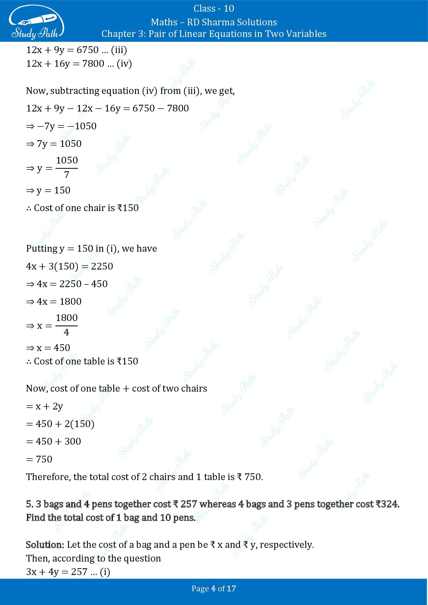 RD Sharma Solutions Class 10 Chapter 3 Pair of Linear Equations in Two Variables Exercise 3.6 00004
