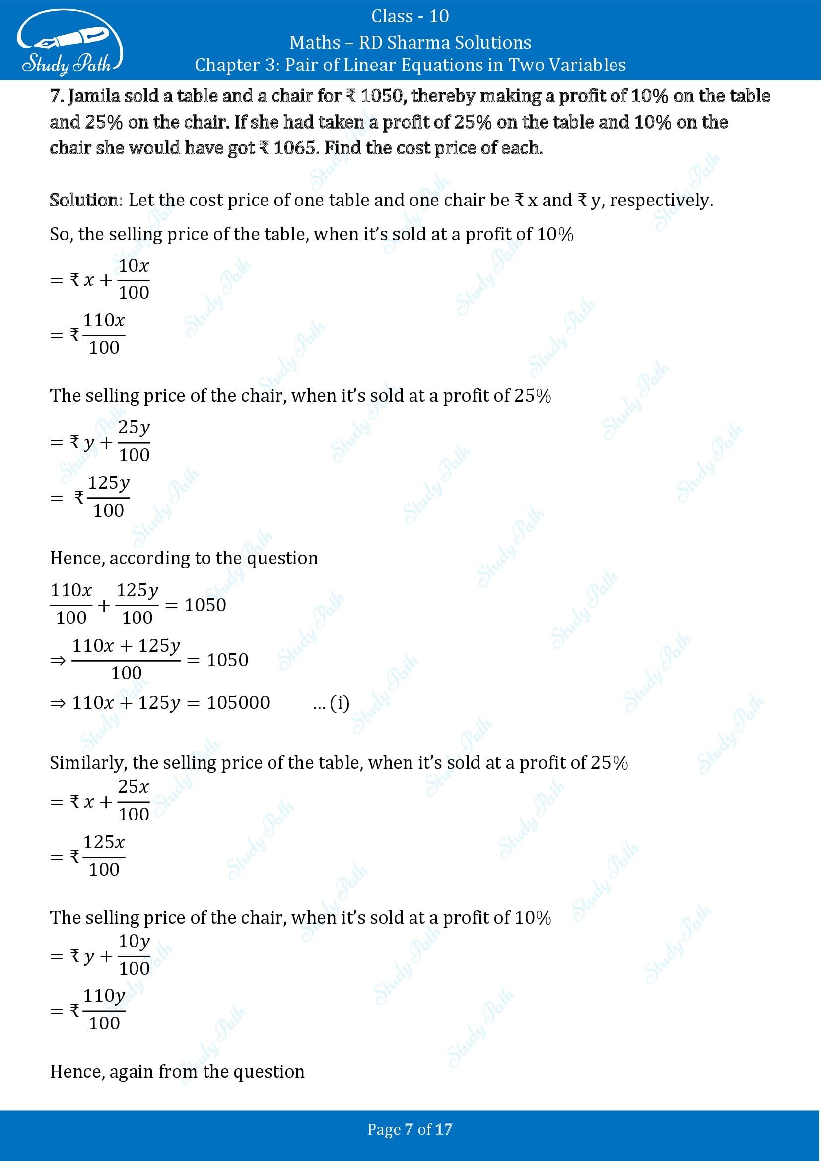RD Sharma Solutions Class 10 Chapter 3 Pair of Linear Equations in Two Variables Exercise 3.6 00007