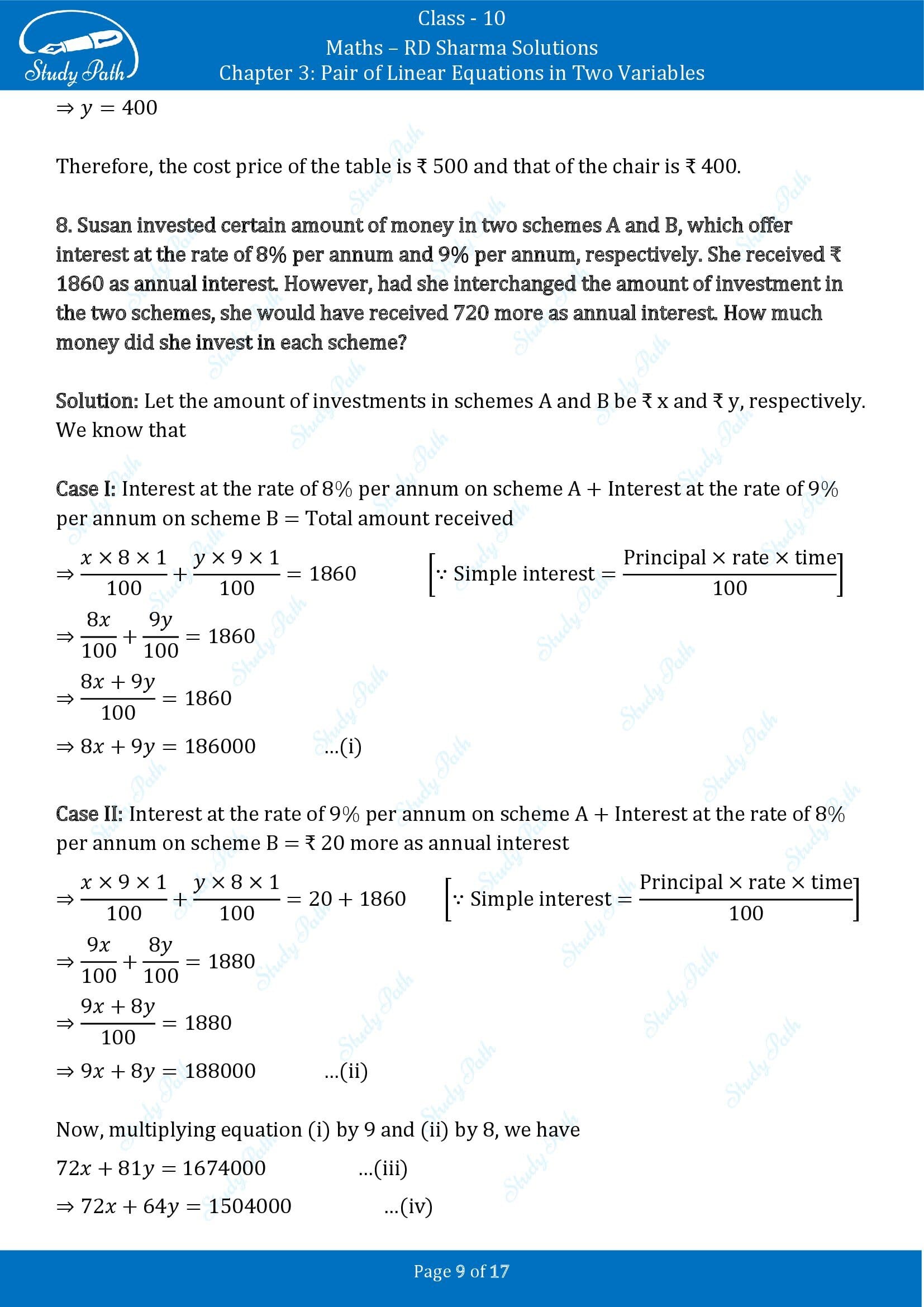 RD Sharma Solutions Class 10 Chapter 3 Pair of Linear Equations in Two Variables Exercise 3.6 00009