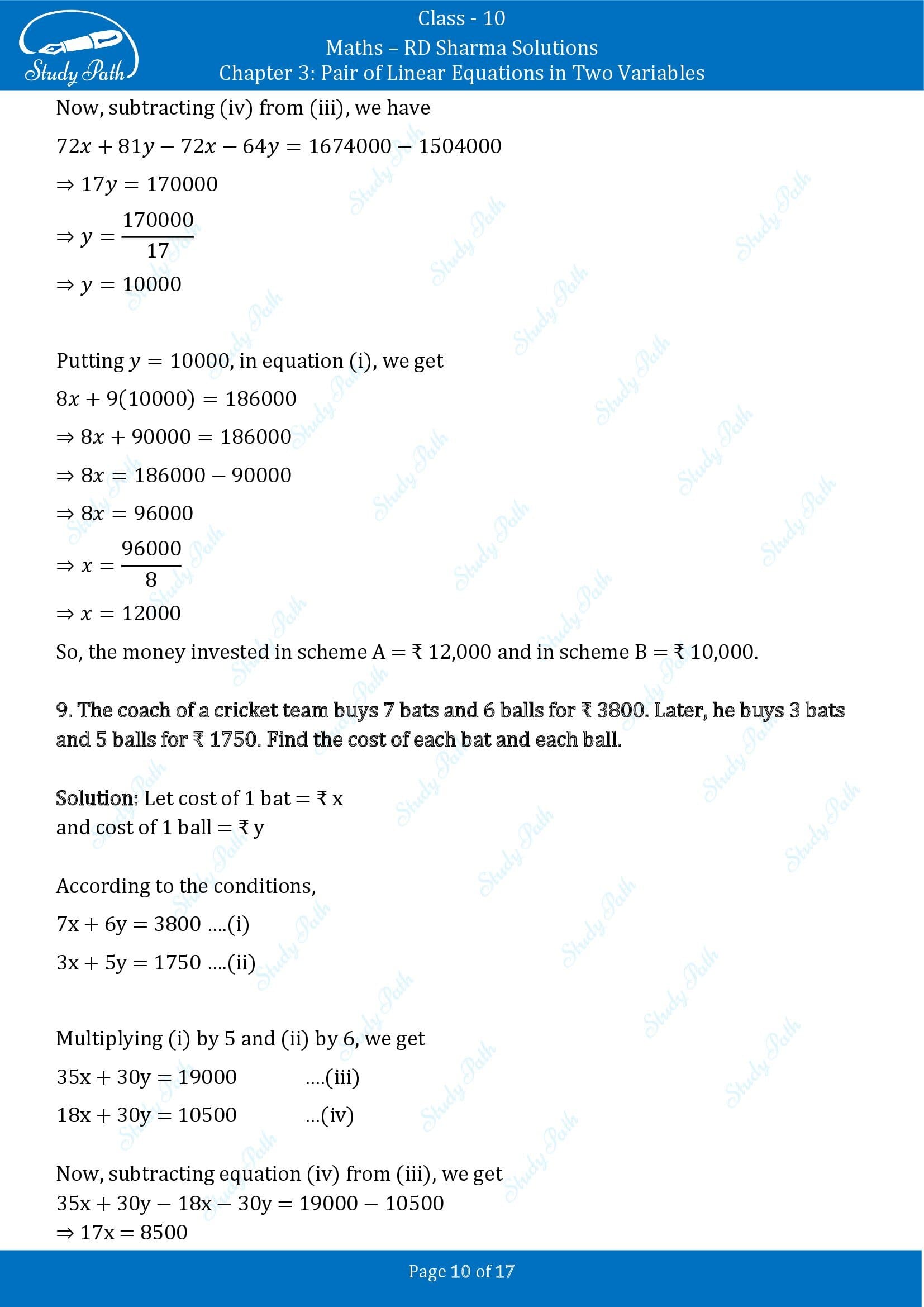 RD Sharma Solutions Class 10 Chapter 3 Pair of Linear Equations in Two Variables Exercise 3.6 00010