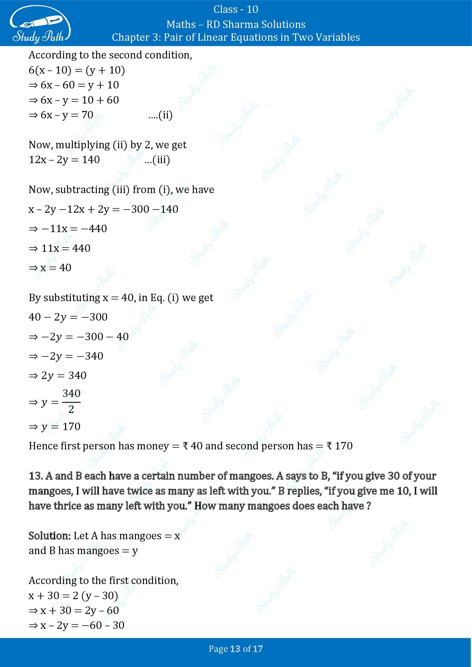 RD Sharma Solutions Class 10 Chapter 3 Pair of Linear Equations in Two Variables Exercise 3.6 00013
