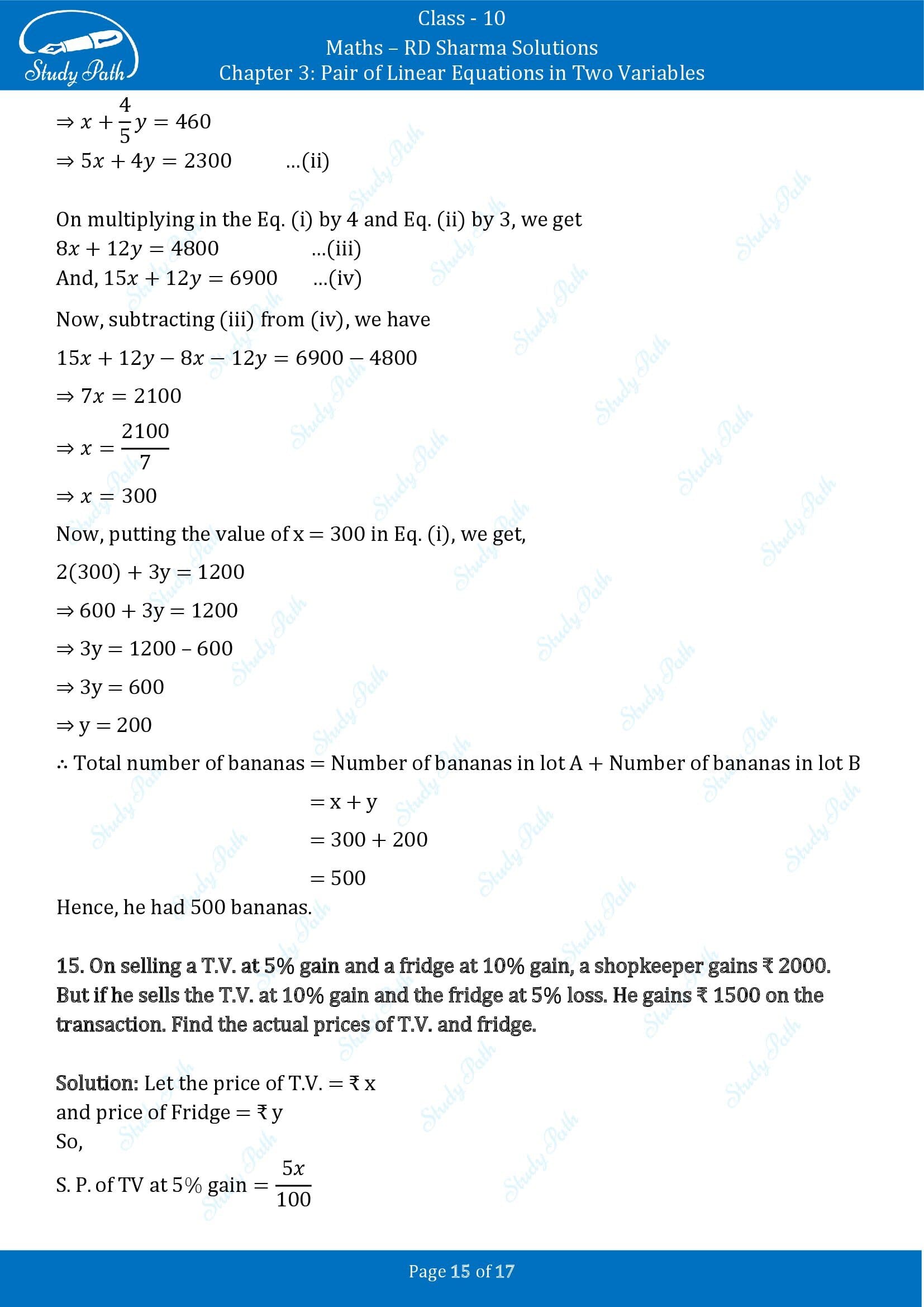 RD Sharma Solutions Class 10 Chapter 3 Pair of Linear Equations in Two Variables Exercise 3.6 00015