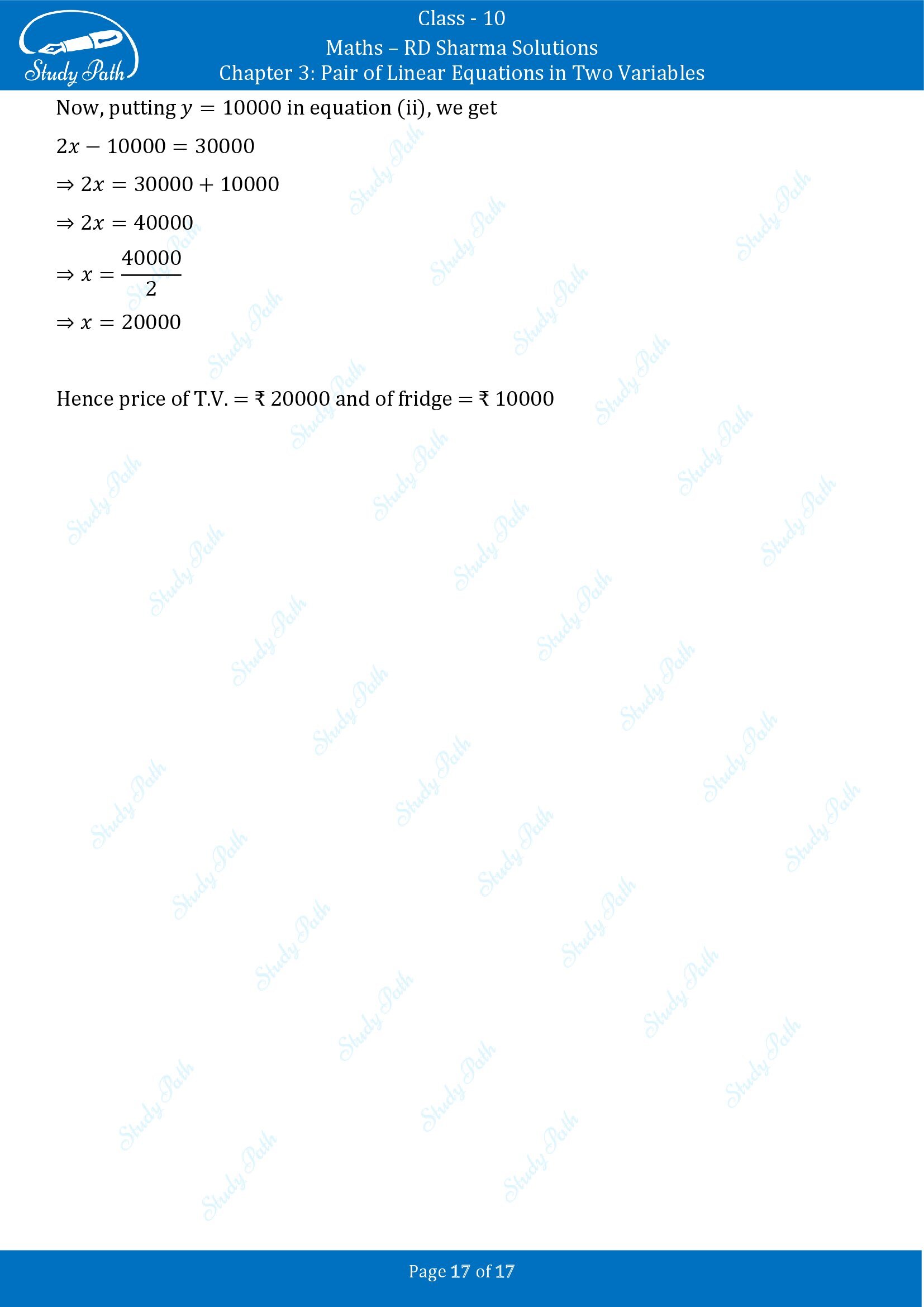RD Sharma Solutions Class 10 Chapter 3 Pair of Linear Equations in Two Variables Exercise 3.6 00017