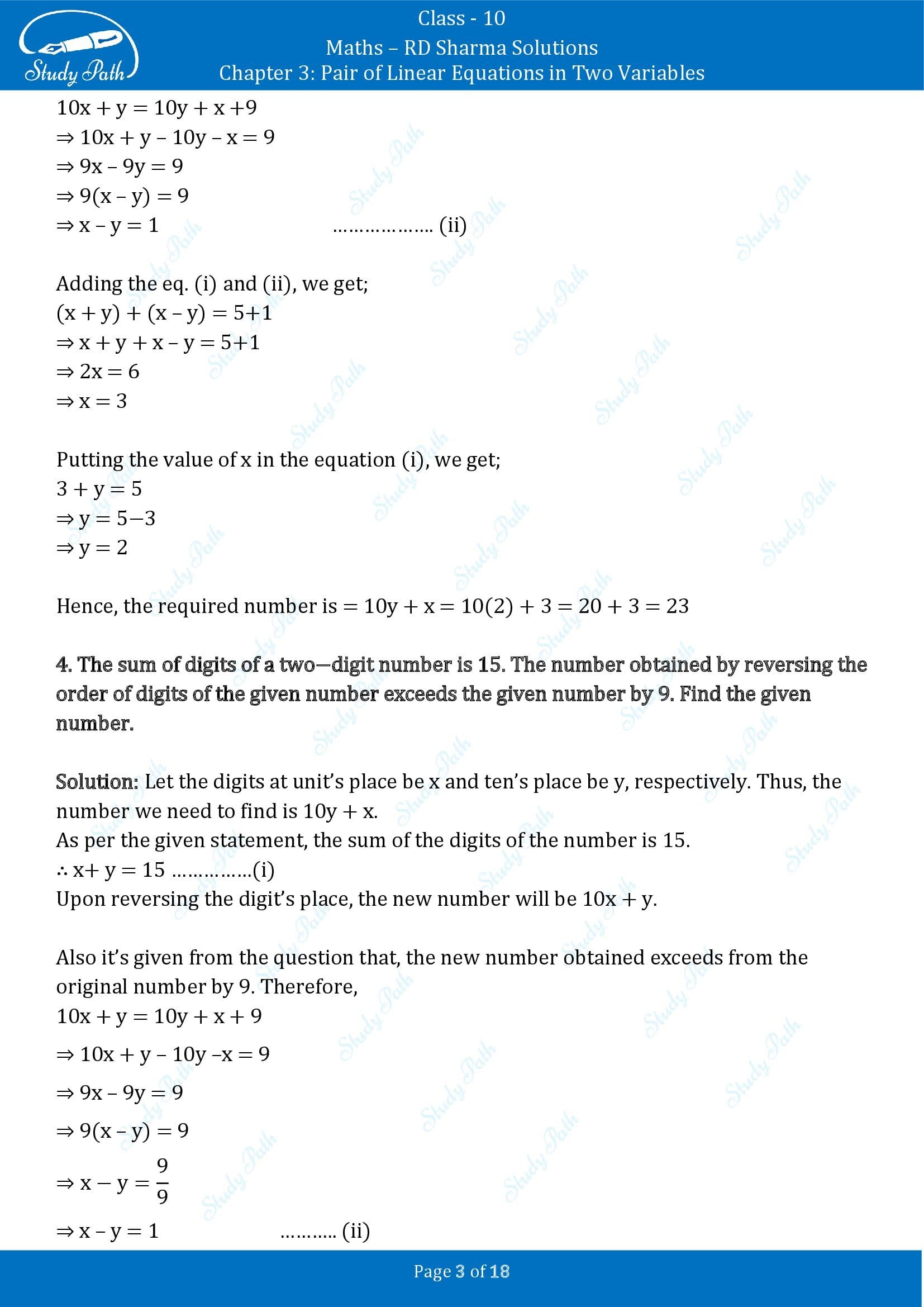 RD Sharma Solutions Class 10 Chapter 3 Pair of Linear Equations in Two Variables Exercise 3.7 00003