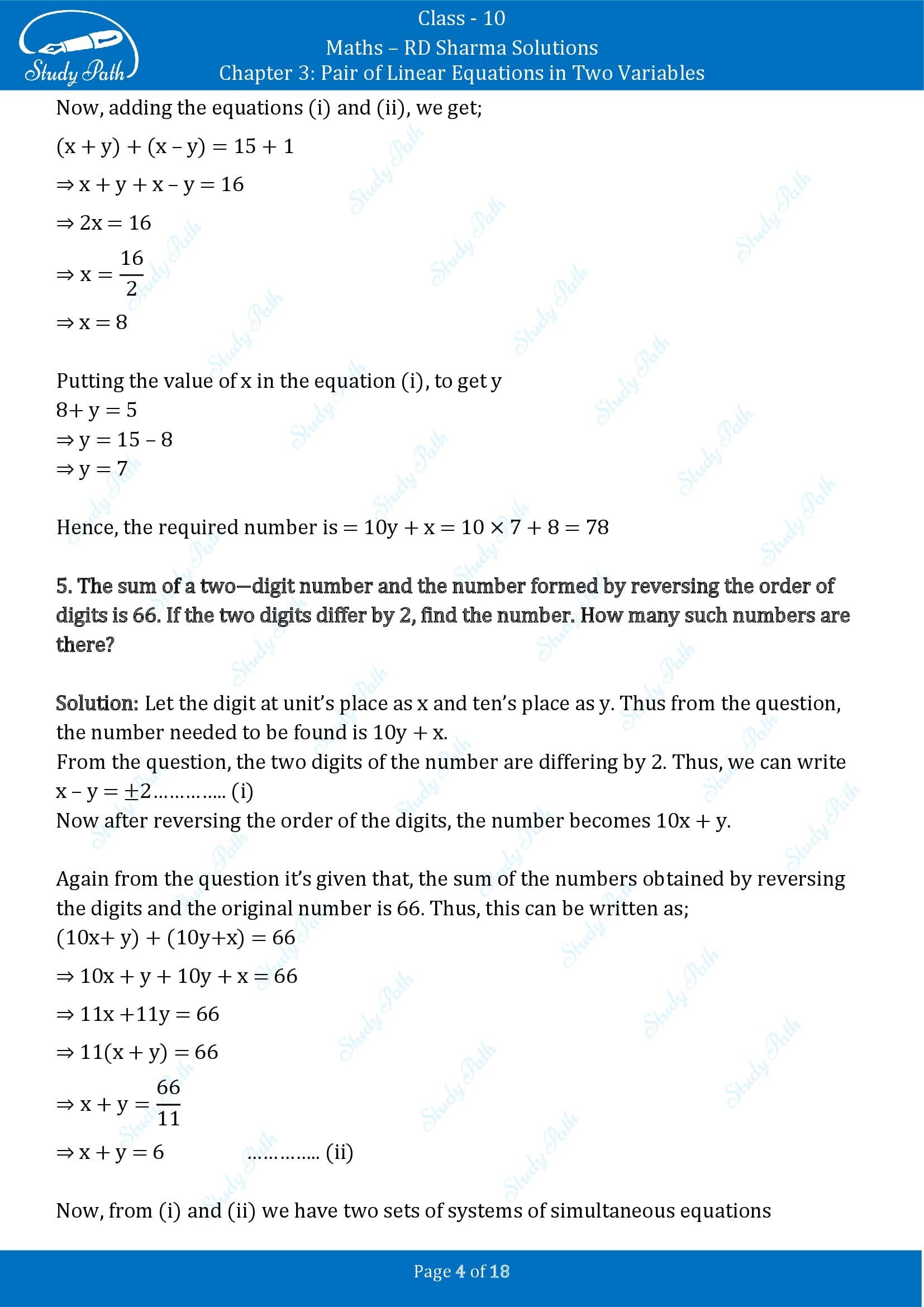 RD Sharma Solutions Class 10 Chapter 3 Pair of Linear Equations in Two Variables Exercise 3.7 00004