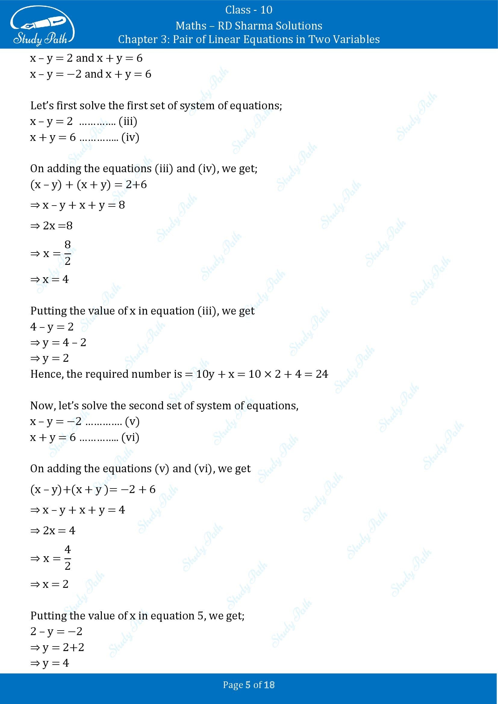 RD Sharma Solutions Class 10 Chapter 3 Pair of Linear Equations in Two Variables Exercise 3.7 00005