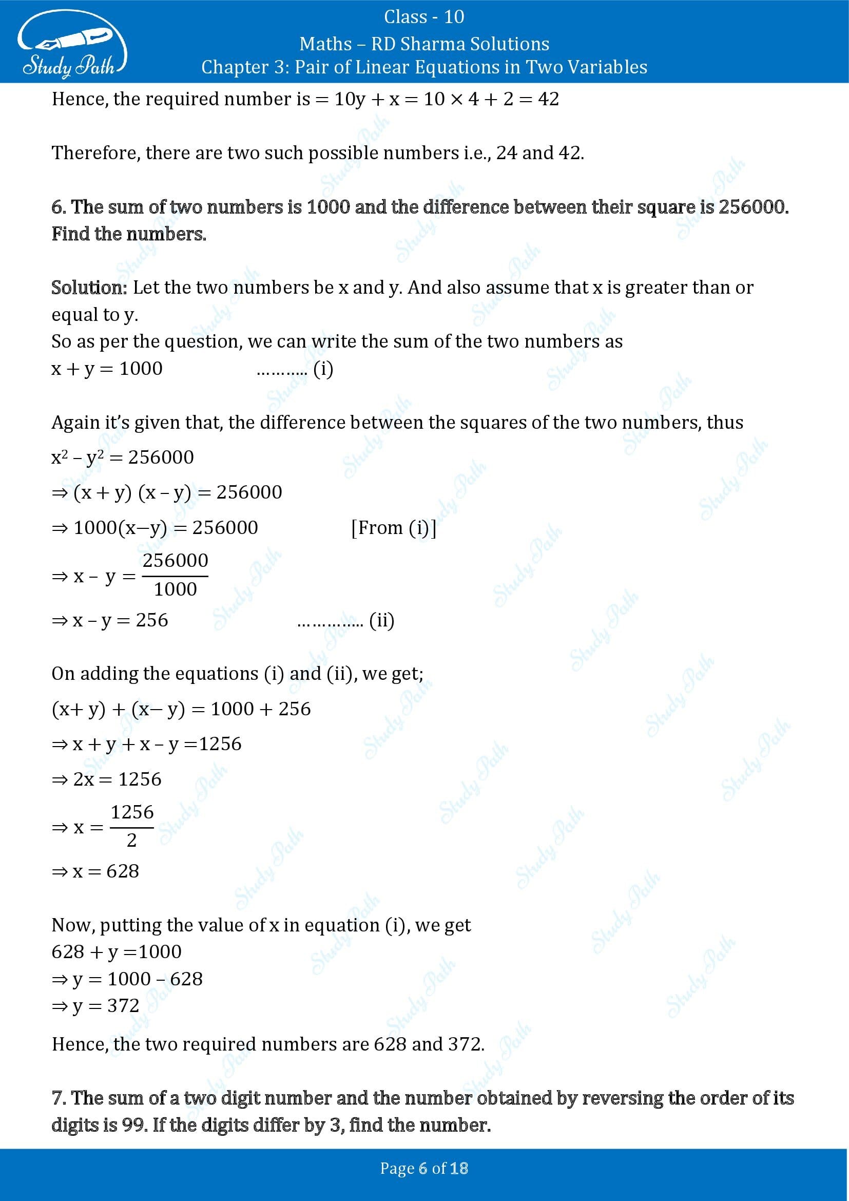 RD Sharma Solutions Class 10 Chapter 3 Pair of Linear Equations in Two Variables Exercise 3.7 00006