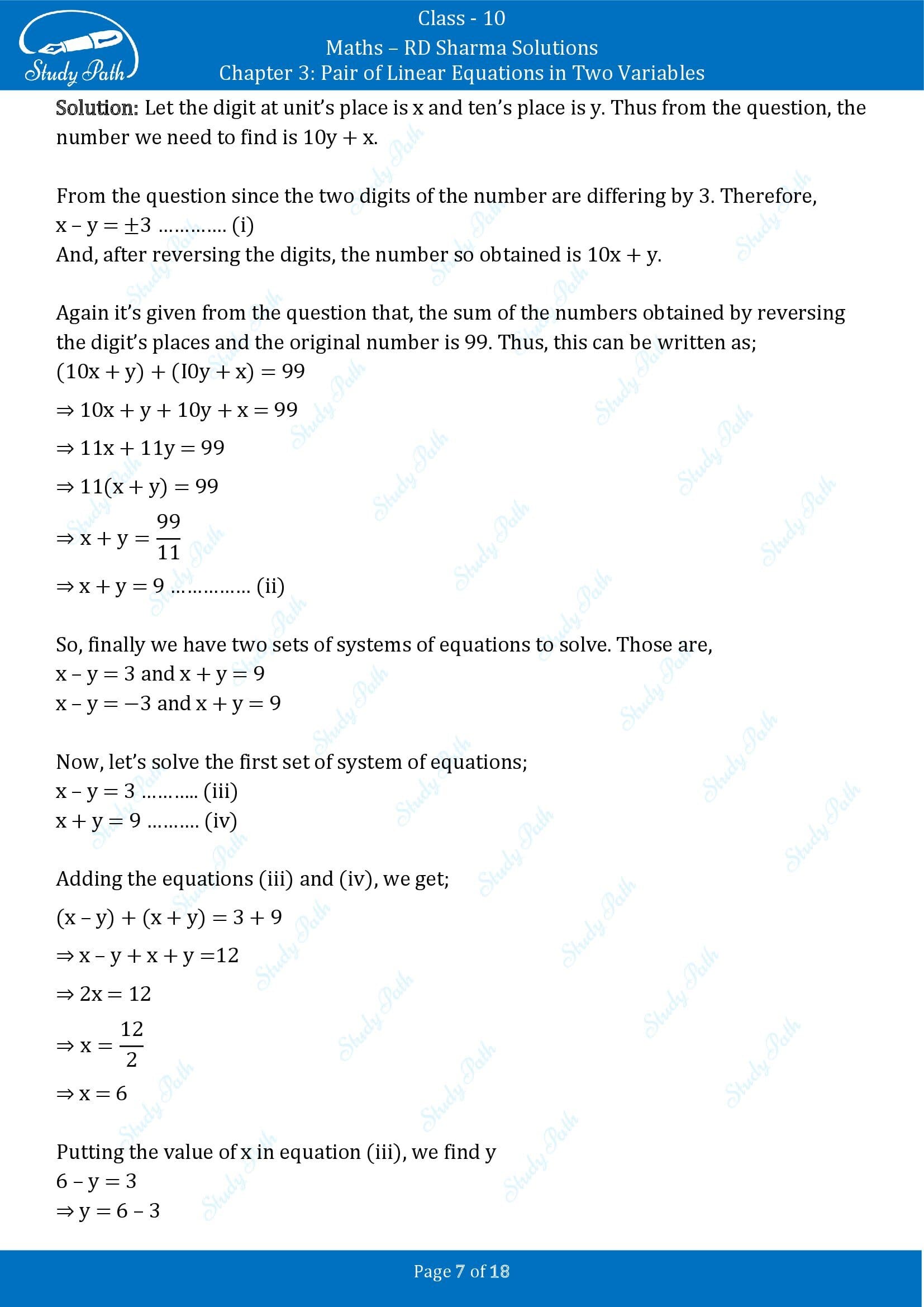 RD Sharma Solutions Class 10 Chapter 3 Pair of Linear Equations in Two Variables Exercise 3.7 00007