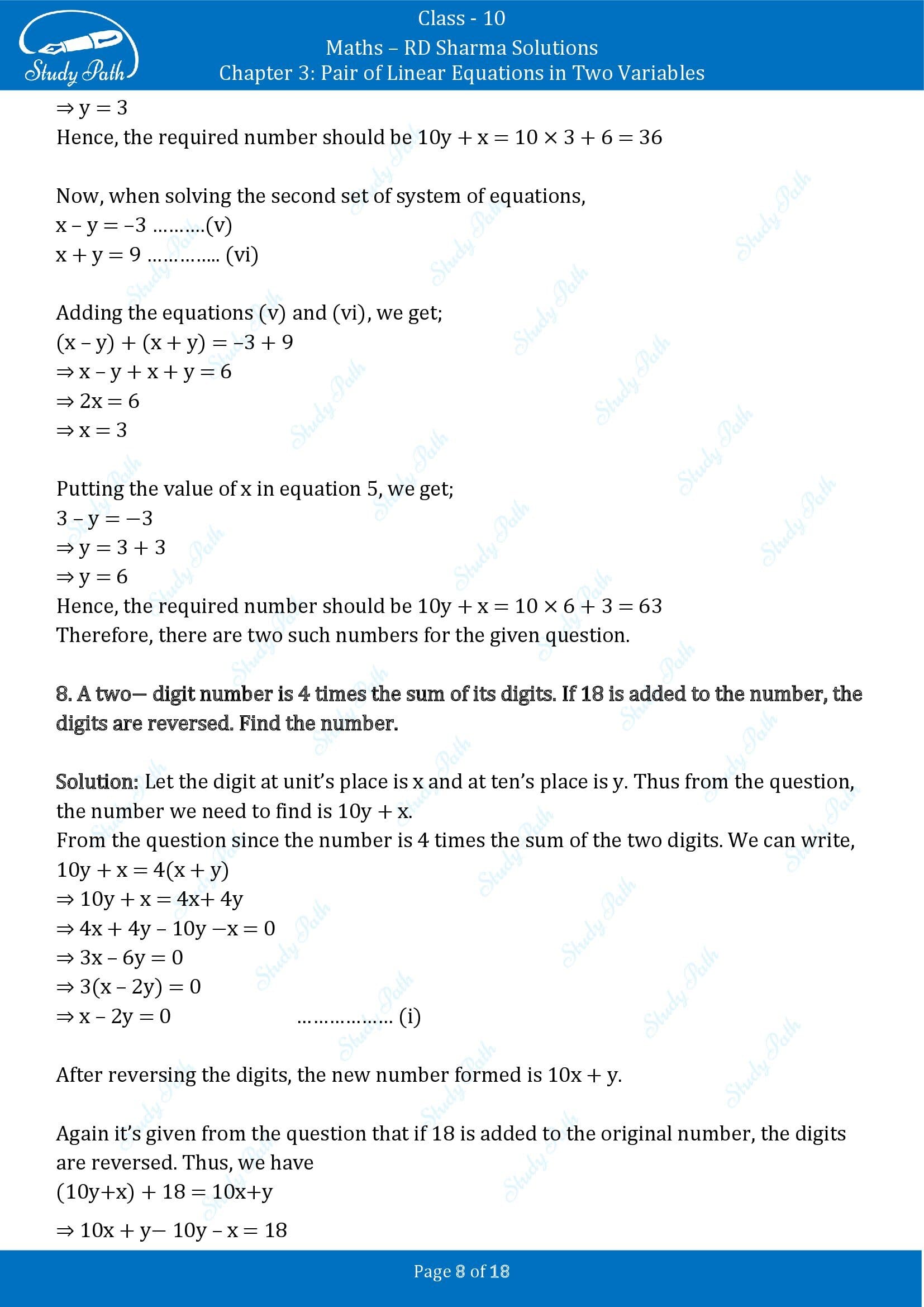 RD Sharma Solutions Class 10 Chapter 3 Pair of Linear Equations in Two Variables Exercise 3.7 00008