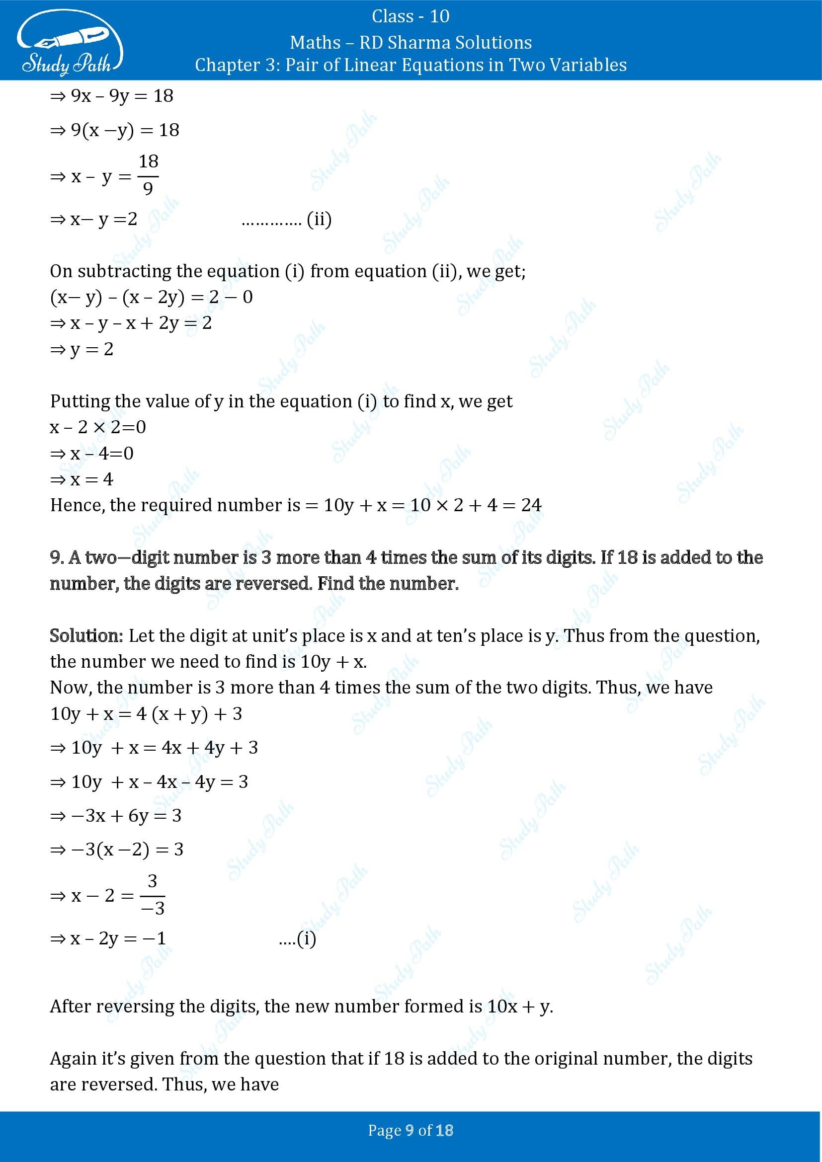 RD Sharma Solutions Class 10 Chapter 3 Pair of Linear Equations in Two Variables Exercise 3.7 00009