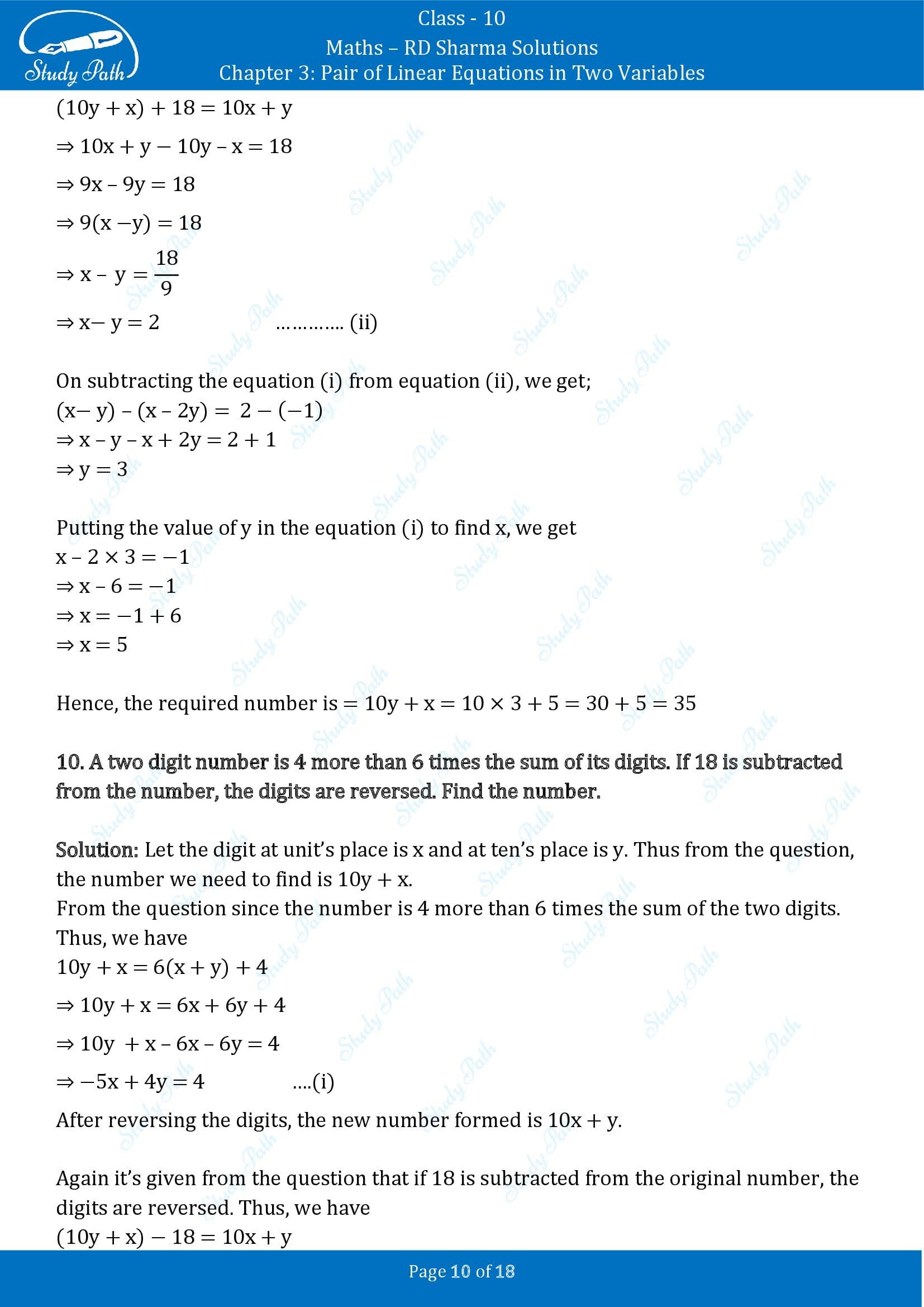 RD Sharma Solutions Class 10 Chapter 3 Pair of Linear Equations in Two Variables Exercise 3.7 00010