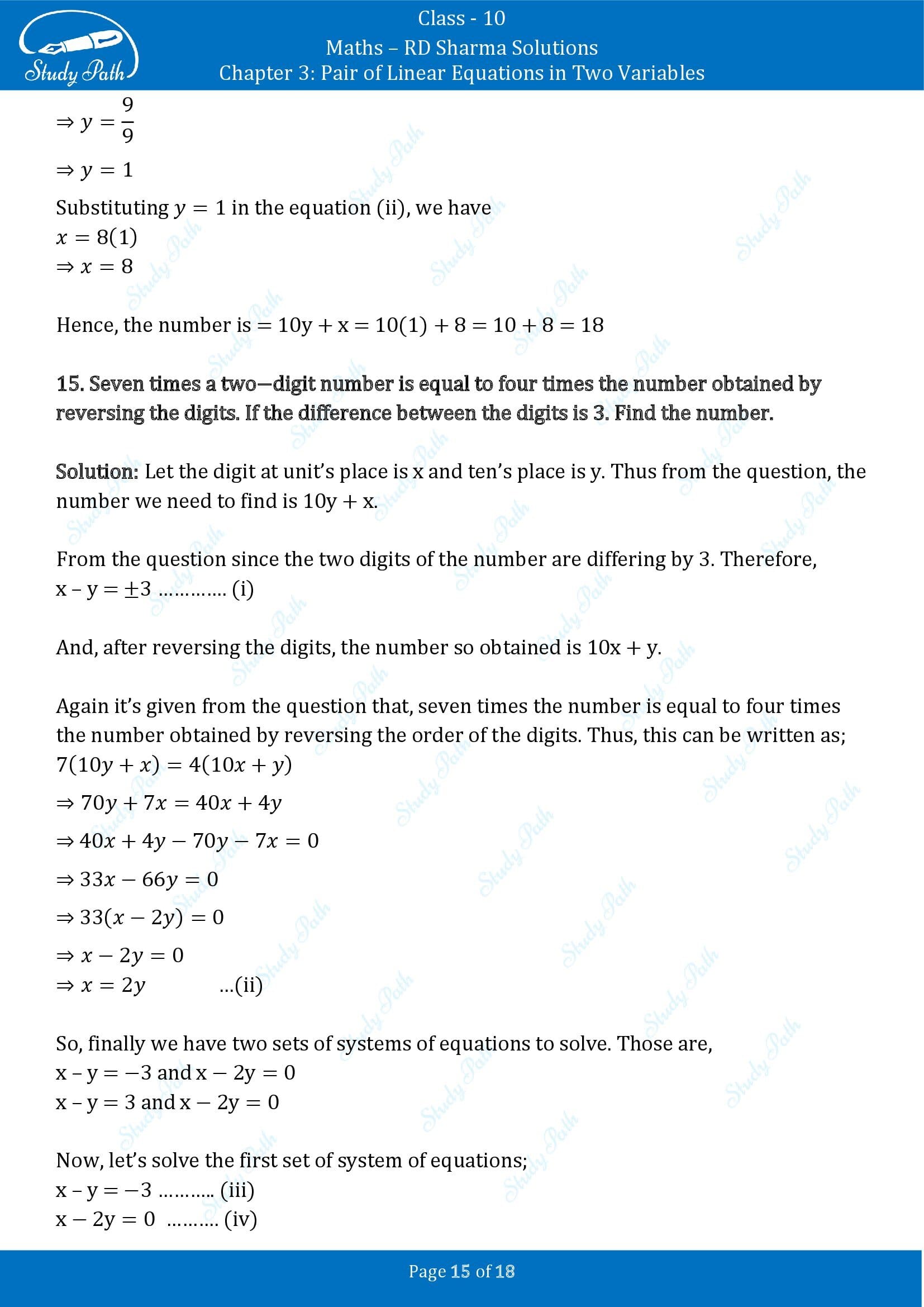 RD Sharma Solutions Class 10 Chapter 3 Pair of Linear Equations in Two Variables Exercise 3.7 00015