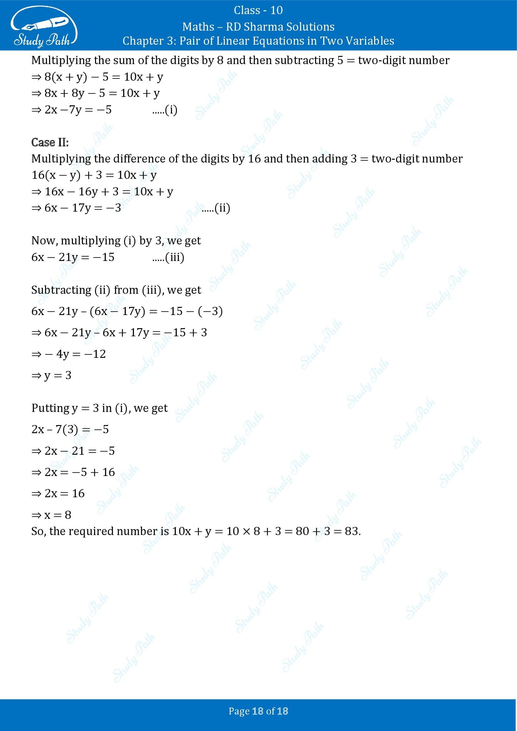 RD Sharma Solutions Class 10 Chapter 3 Pair of Linear Equations in Two Variables Exercise 3.7 00018