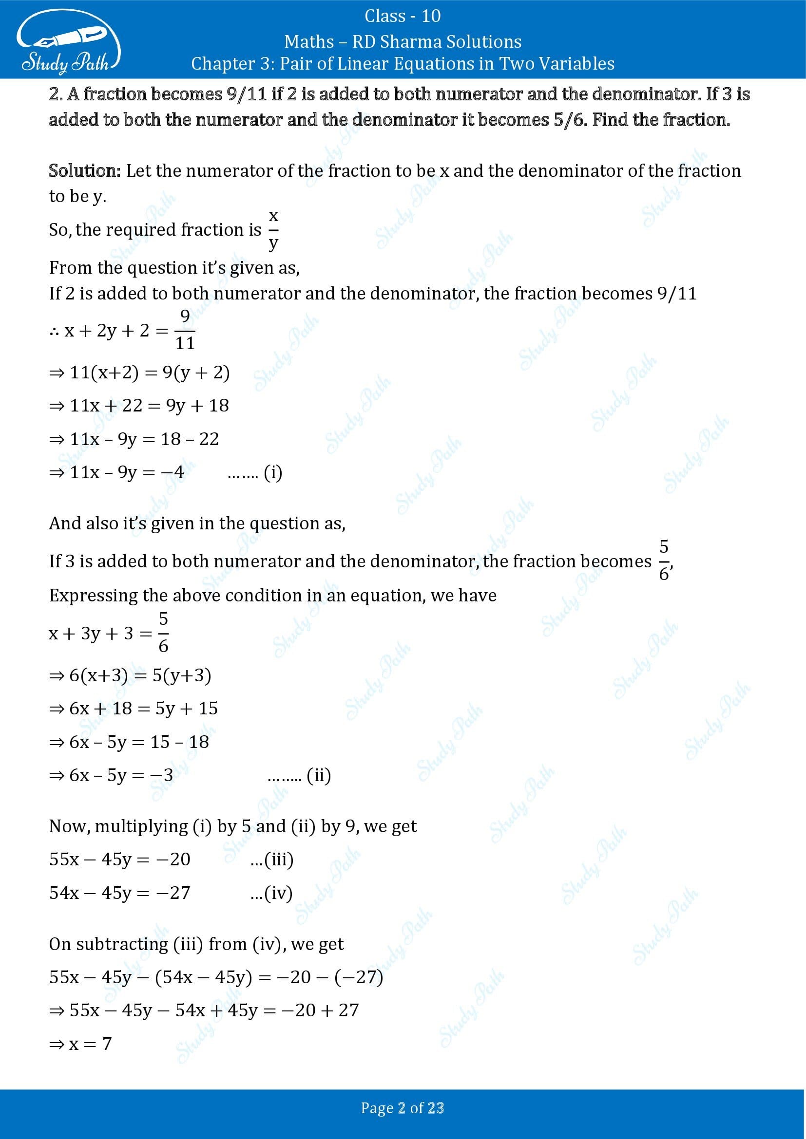 RD Sharma Solutions Class 10 Chapter 3 Pair of Linear Equations in Two Variables Exercise 3.8 00002