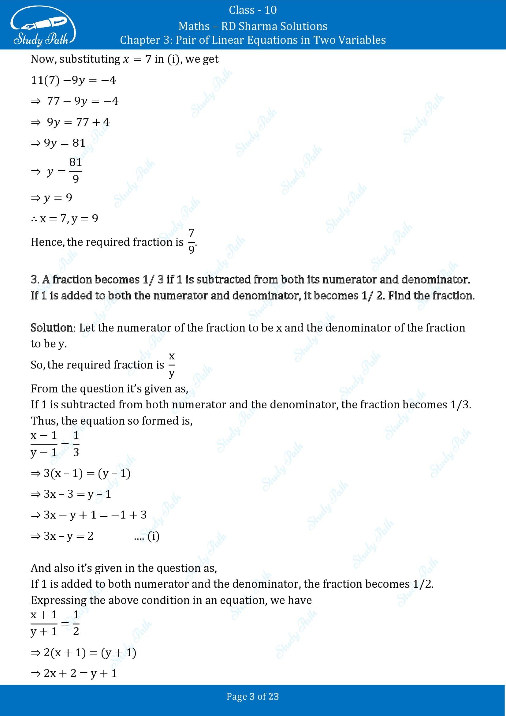 RD Sharma Solutions Class 10 Chapter 3 Pair of Linear Equations in Two Variables Exercise 3.8 00003
