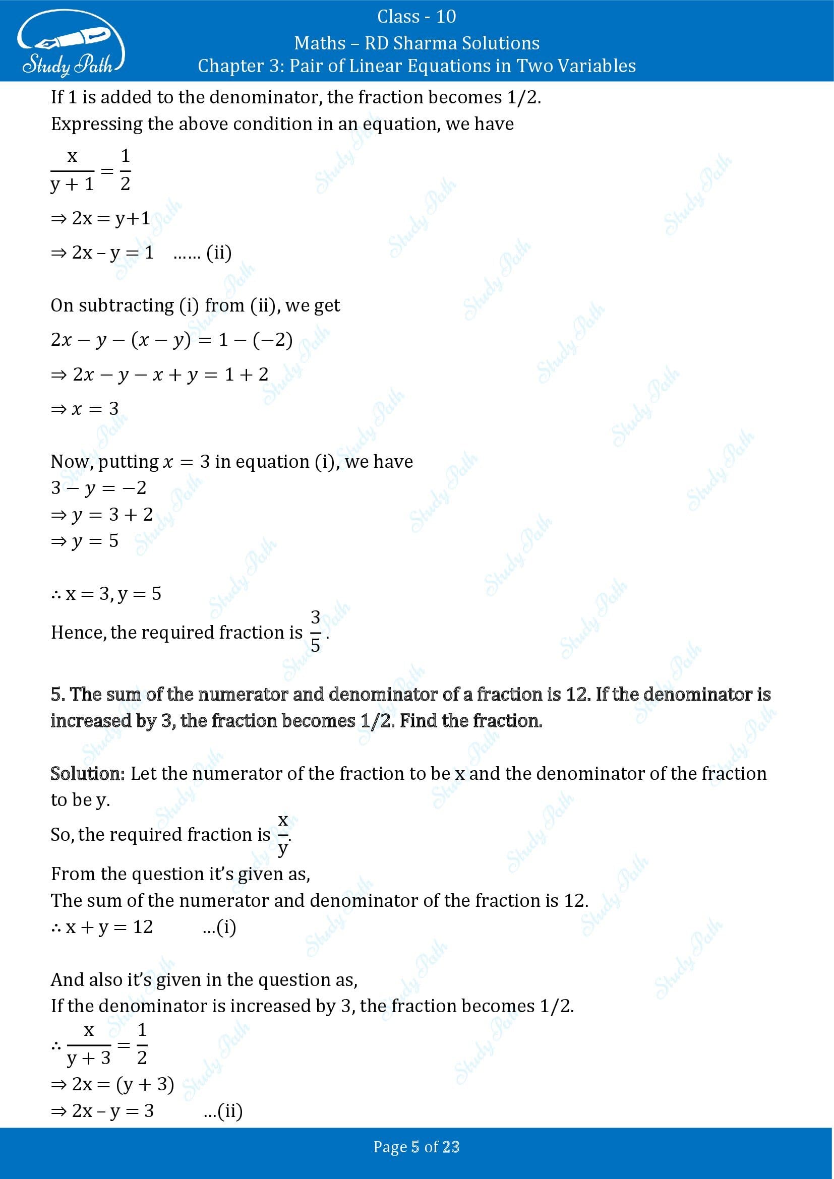 RD Sharma Solutions Class 10 Chapter 3 Pair of Linear Equations in Two Variables Exercise 3.8 00005