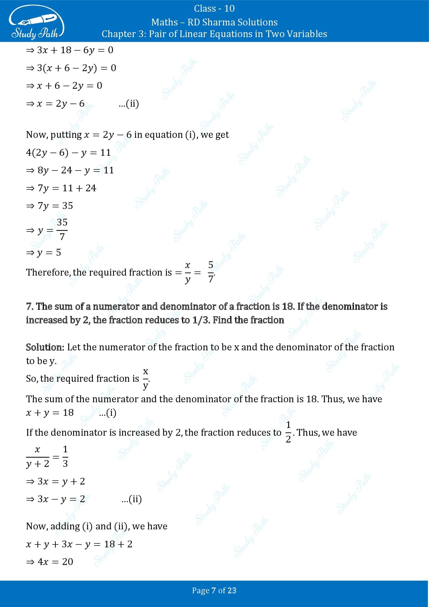 RD Sharma Solutions Class 10 Chapter 3 Pair of Linear Equations in Two Variables Exercise 3.8 00007