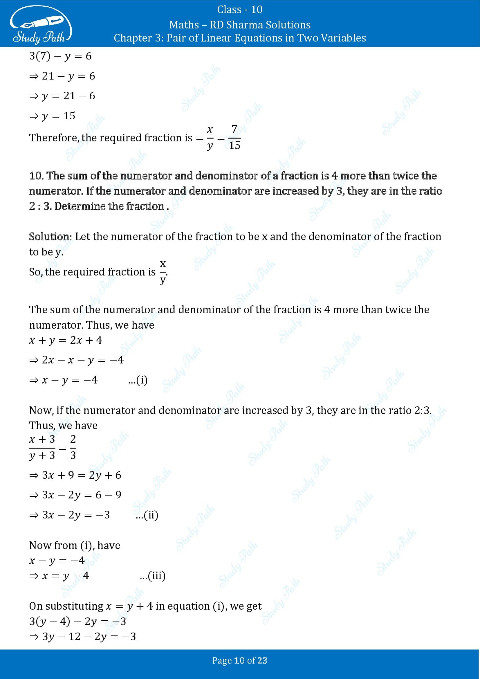 RD Sharma Solutions Class 10 Chapter 3 Pair of Linear Equations in Two Variables Exercise 3.8 00010