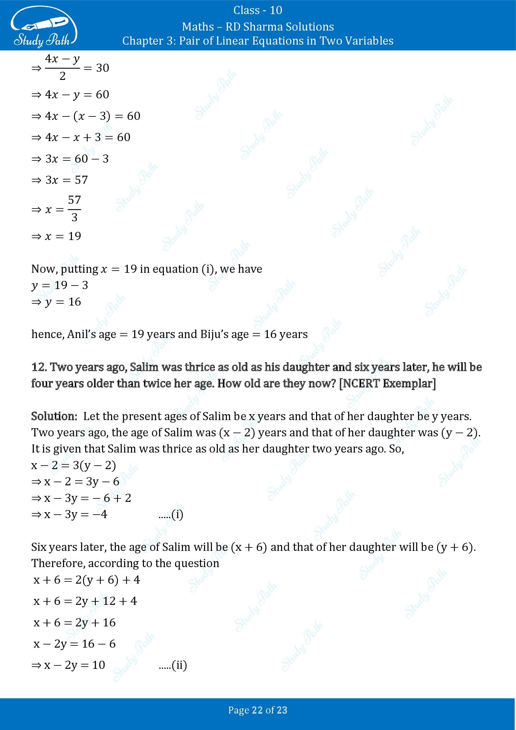 RD Sharma Solutions Class 10 Chapter 3 Pair of Linear Equations in Two Variables Exercise 3.8 00022