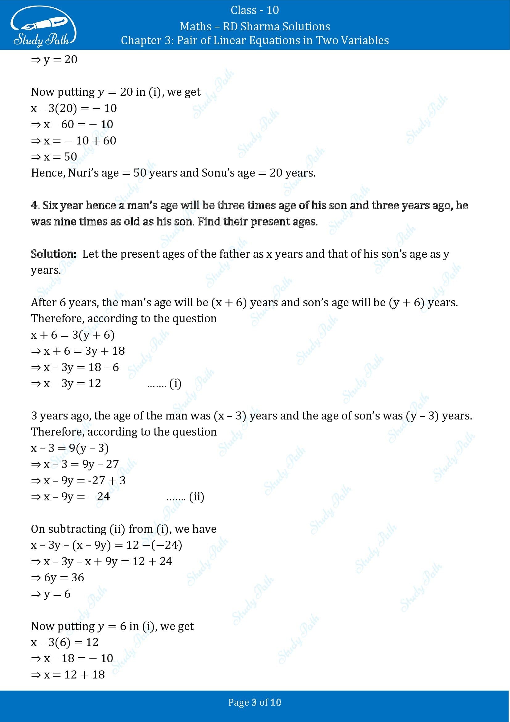 RD Sharma Solutions Class 10 Chapter 3 Pair of Linear Equations in Two Variables Exercise 3.9 00003