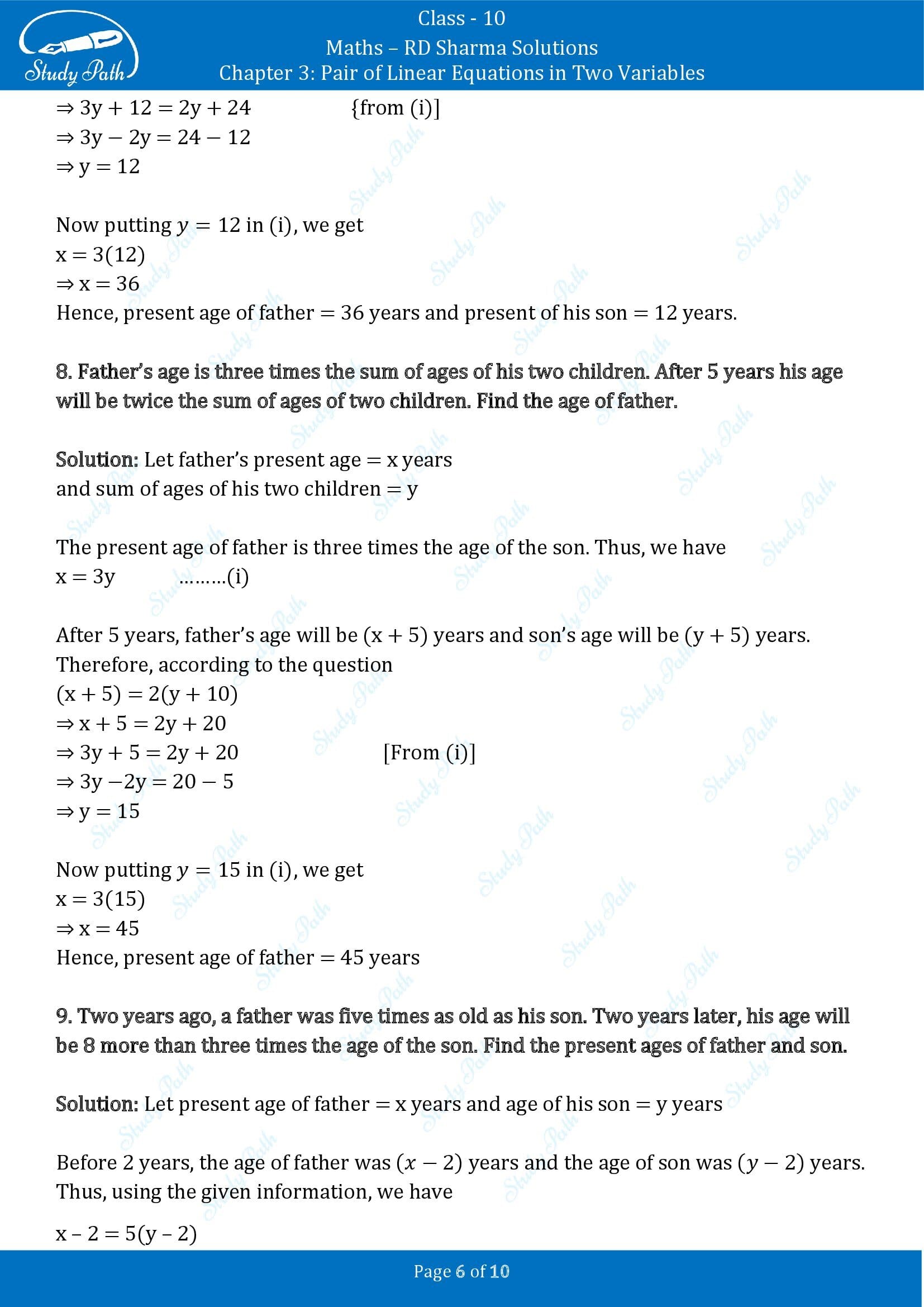 RD Sharma Solutions Class 10 Chapter 3 Pair of Linear Equations in Two Variables Exercise 3.9 00006