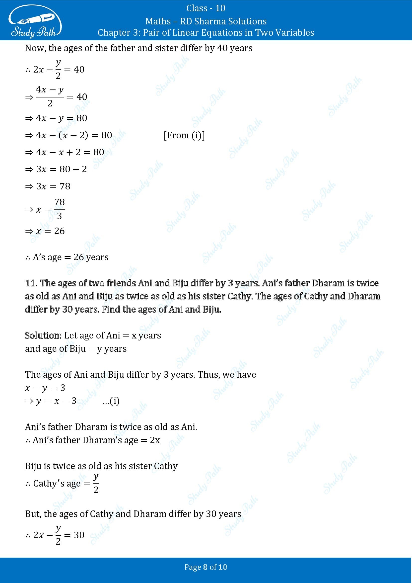 RD Sharma Solutions Class 10 Chapter 3 Pair of Linear Equations in Two Variables Exercise 3.9 00008