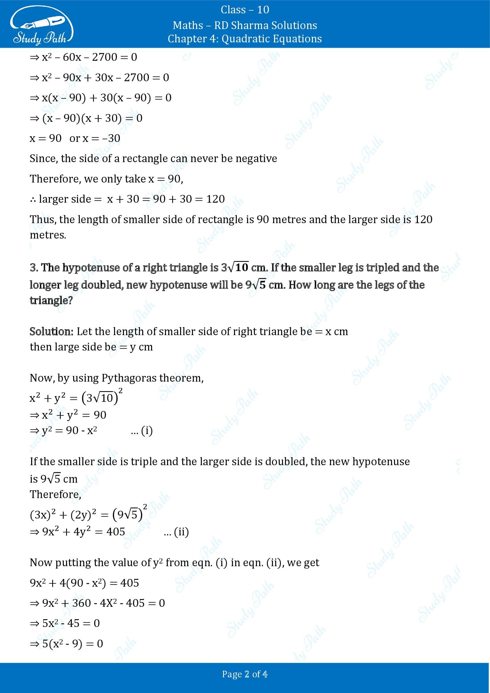 RD Sharma Solutions Class 10 Chapter 4 Quadratic Equations Exercise 4.10 00002