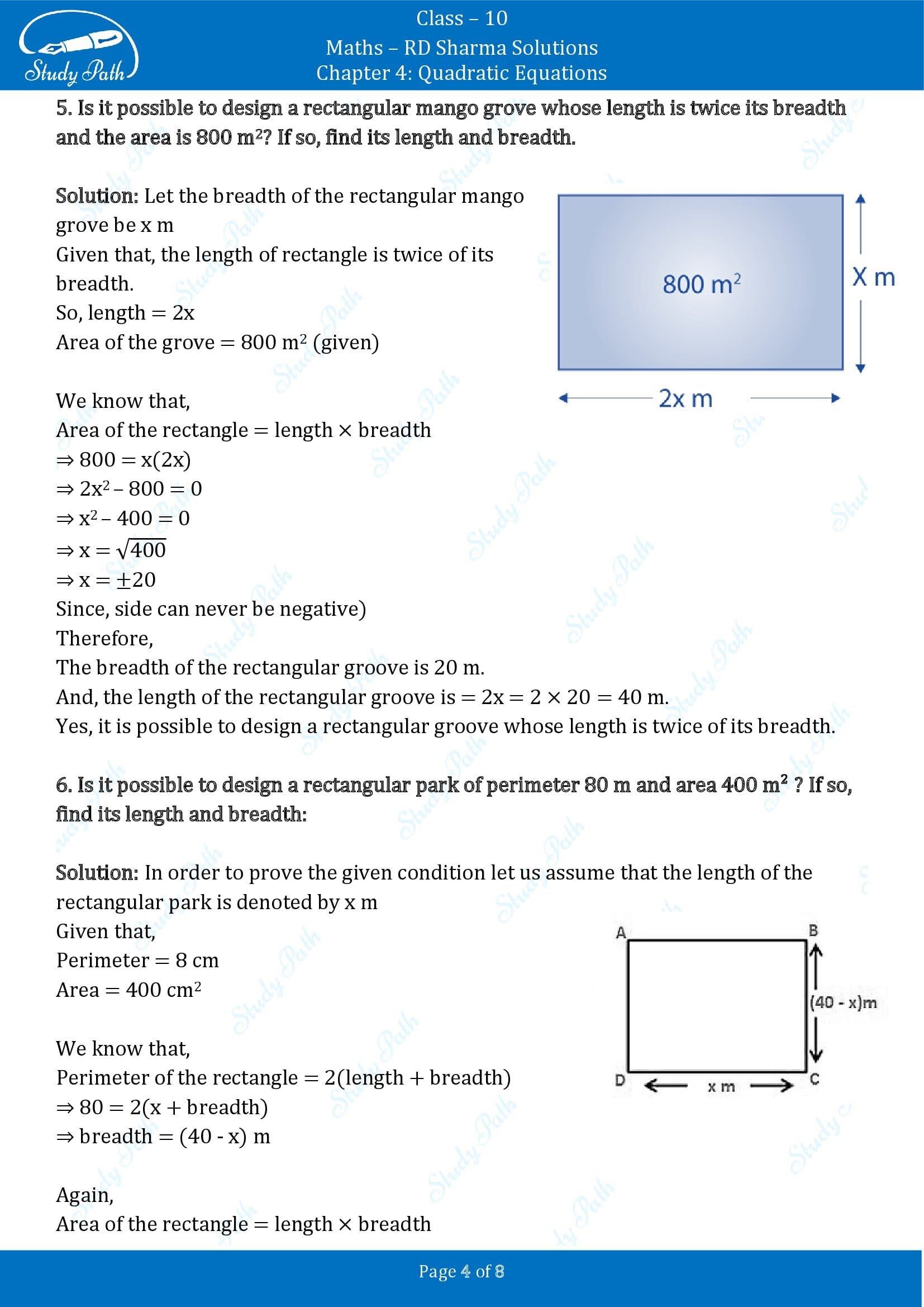 RD Sharma Solutions Class 10 Chapter 4 Quadratic Equations Exercise 4.11 00004