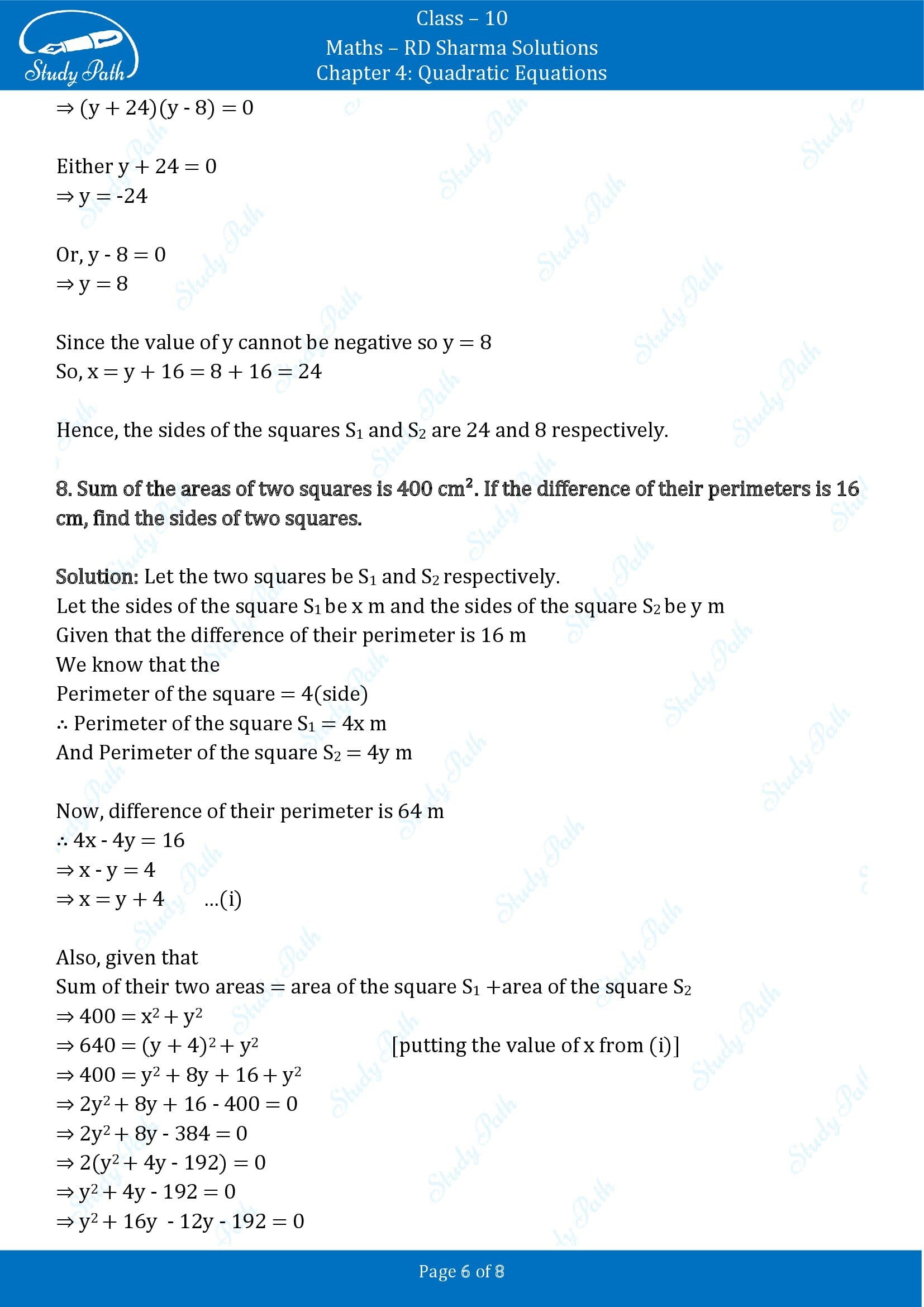 RD Sharma Solutions Class 10 Chapter 4 Quadratic Equations Exercise 4.11 00006