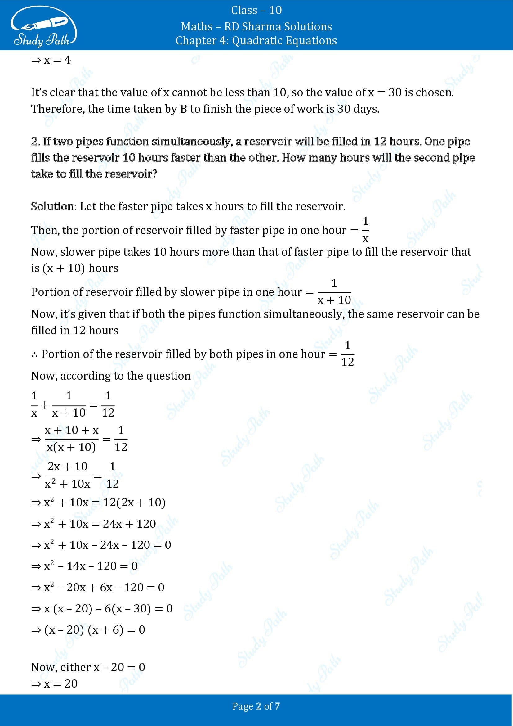 RD Sharma Solutions Class 10 Chapter 4 Quadratic Equations Exercise 4.12 00002