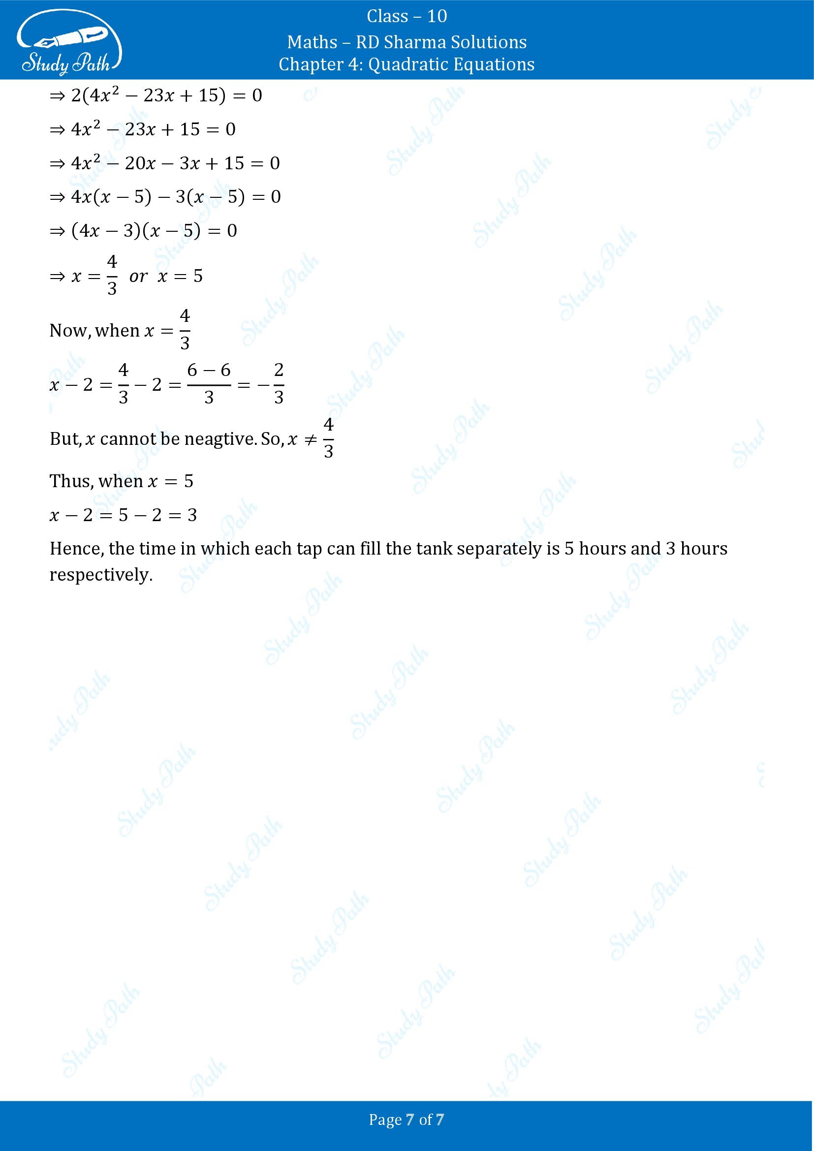 RD Sharma Solutions Class 10 Chapter 4 Quadratic Equations Exercise 4.12 00007