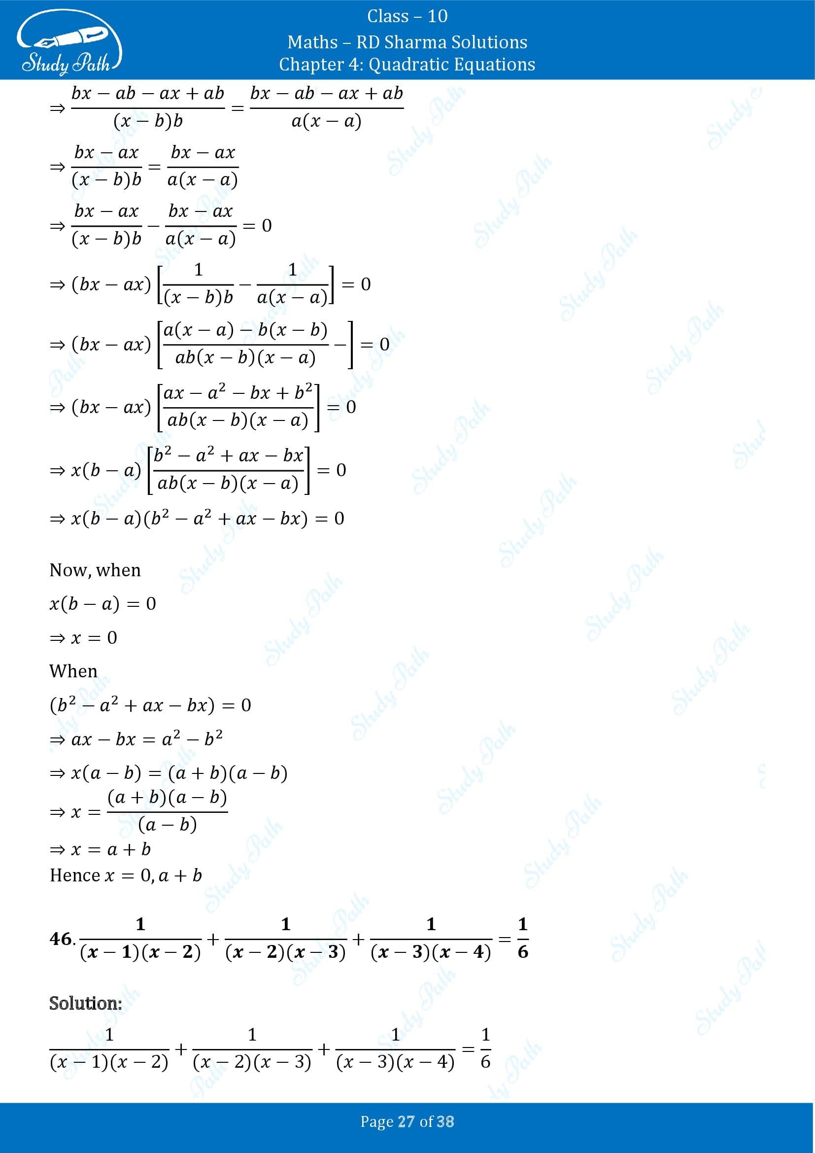 RD Sharma Solutions Class 10 Chapter 4 Quadratic Equations Exercise 4.3 00027
