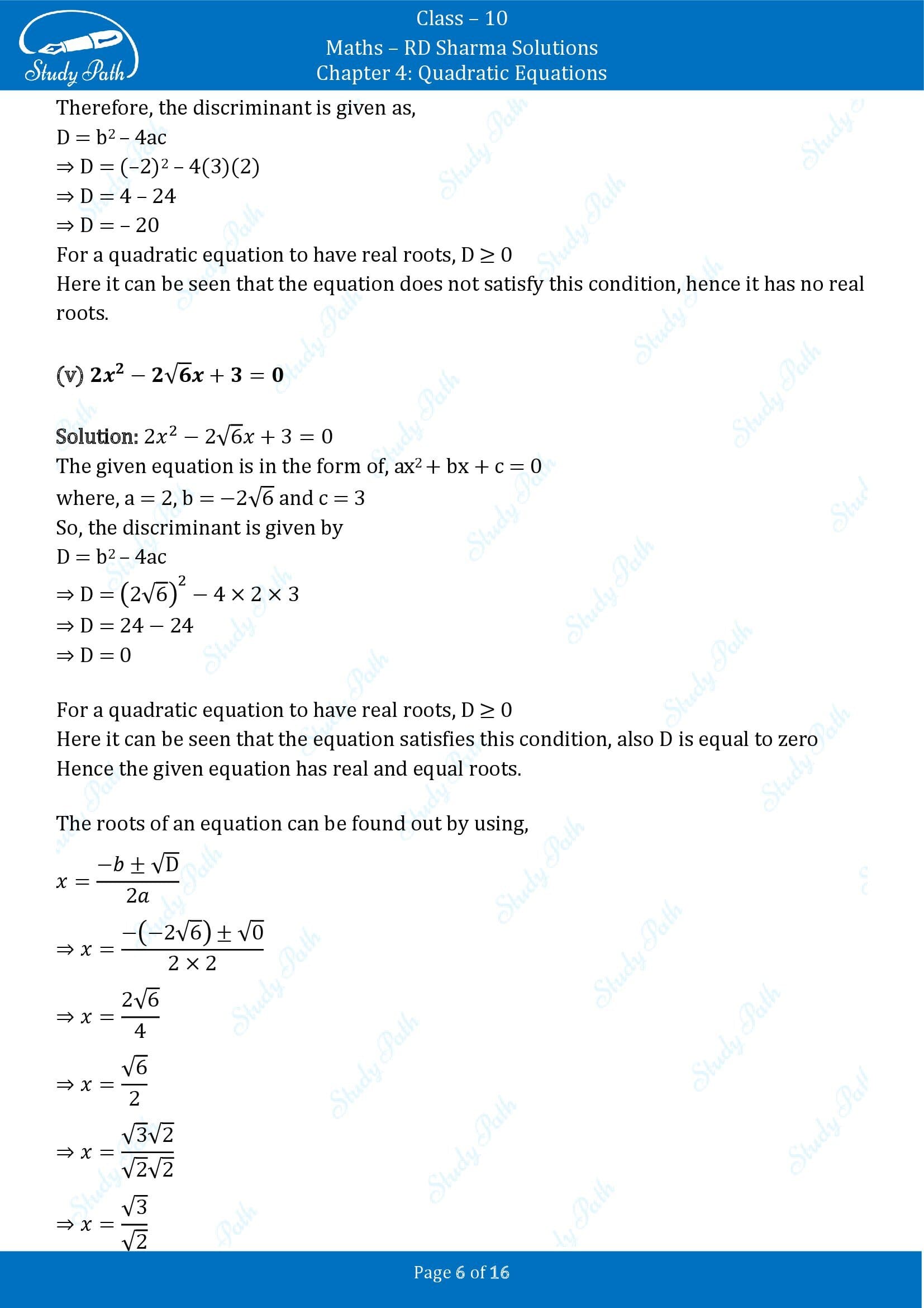RD Sharma Solutions Class 10 Chapter 4 Quadratic Equations Exercise 4.5 00006