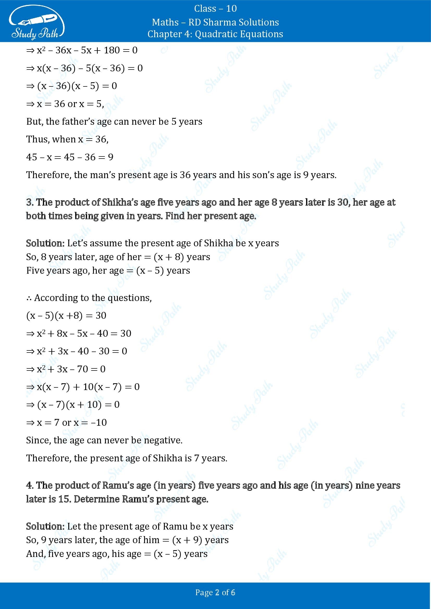 RD Sharma Solutions Class 10 Chapter 4 Quadratic Equations Exercise 4.9 00002