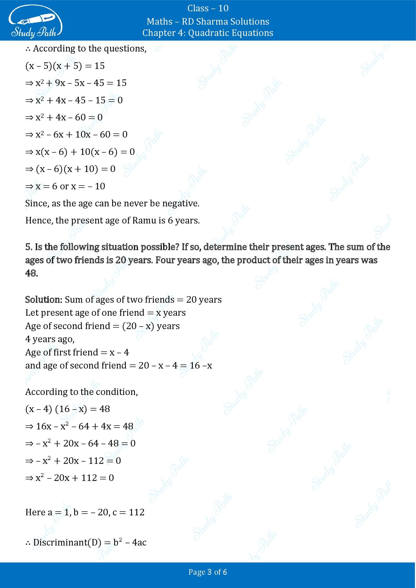 RD Sharma Solutions Class 10 Chapter 4 Quadratic Equations Exercise 4.9 00003