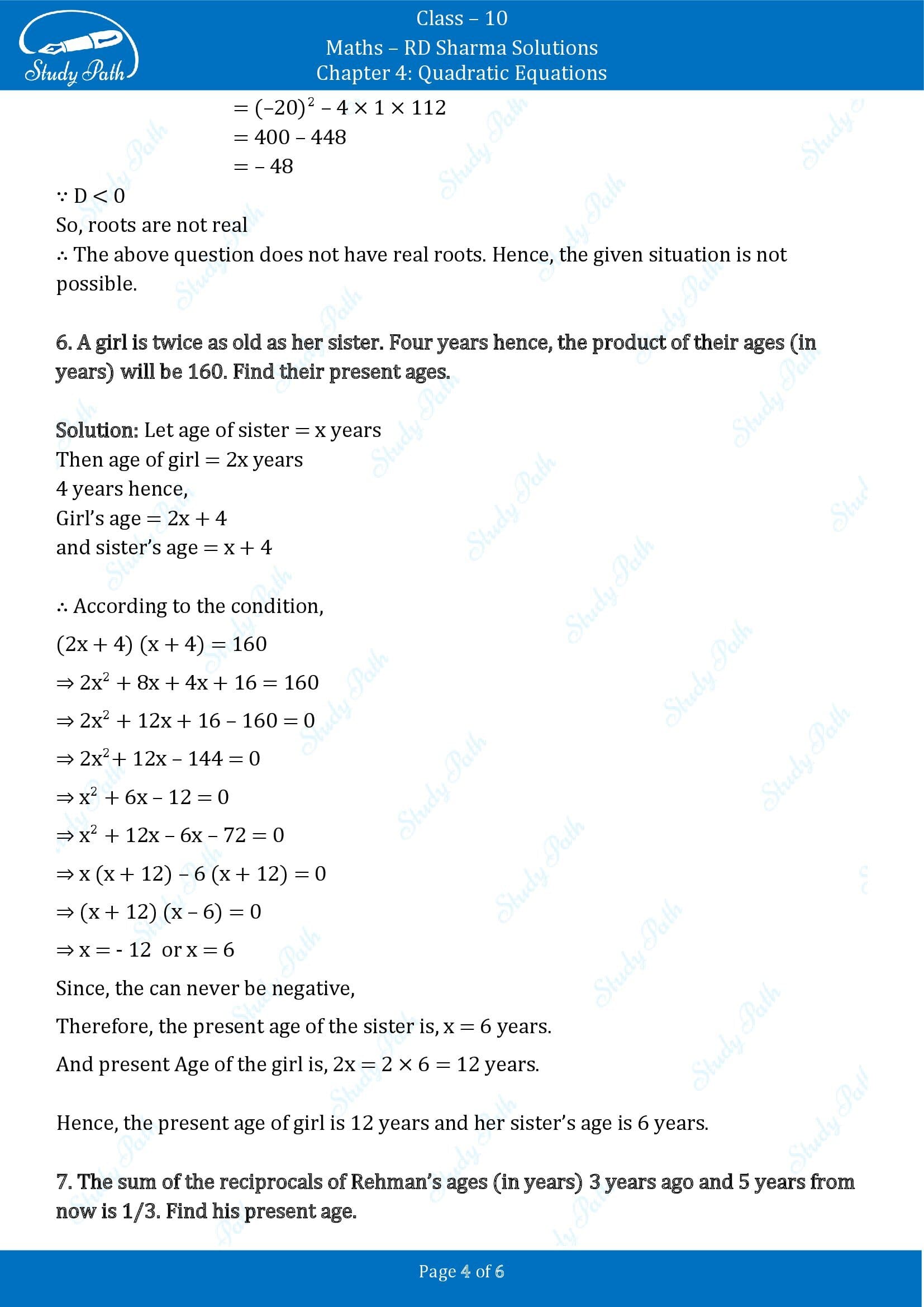 RD Sharma Solutions Class 10 Chapter 4 Quadratic Equations Exercise 4.9 00004