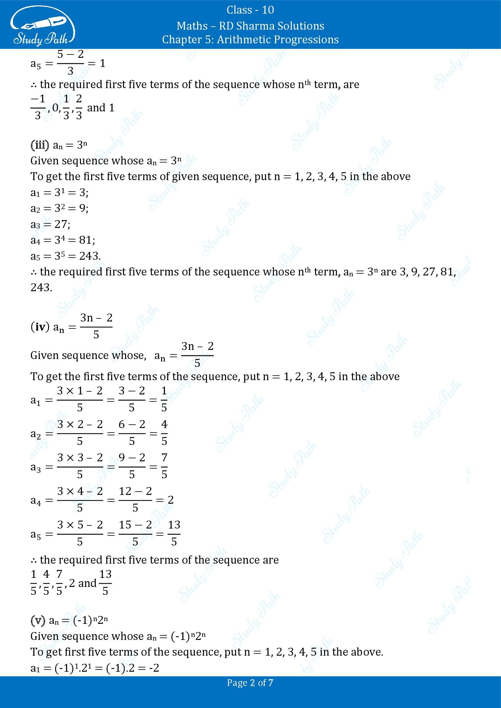 RD Sharma Solutions Class 10 Chapter 5 Arithmetic Progressions Exercise 5.1 00002