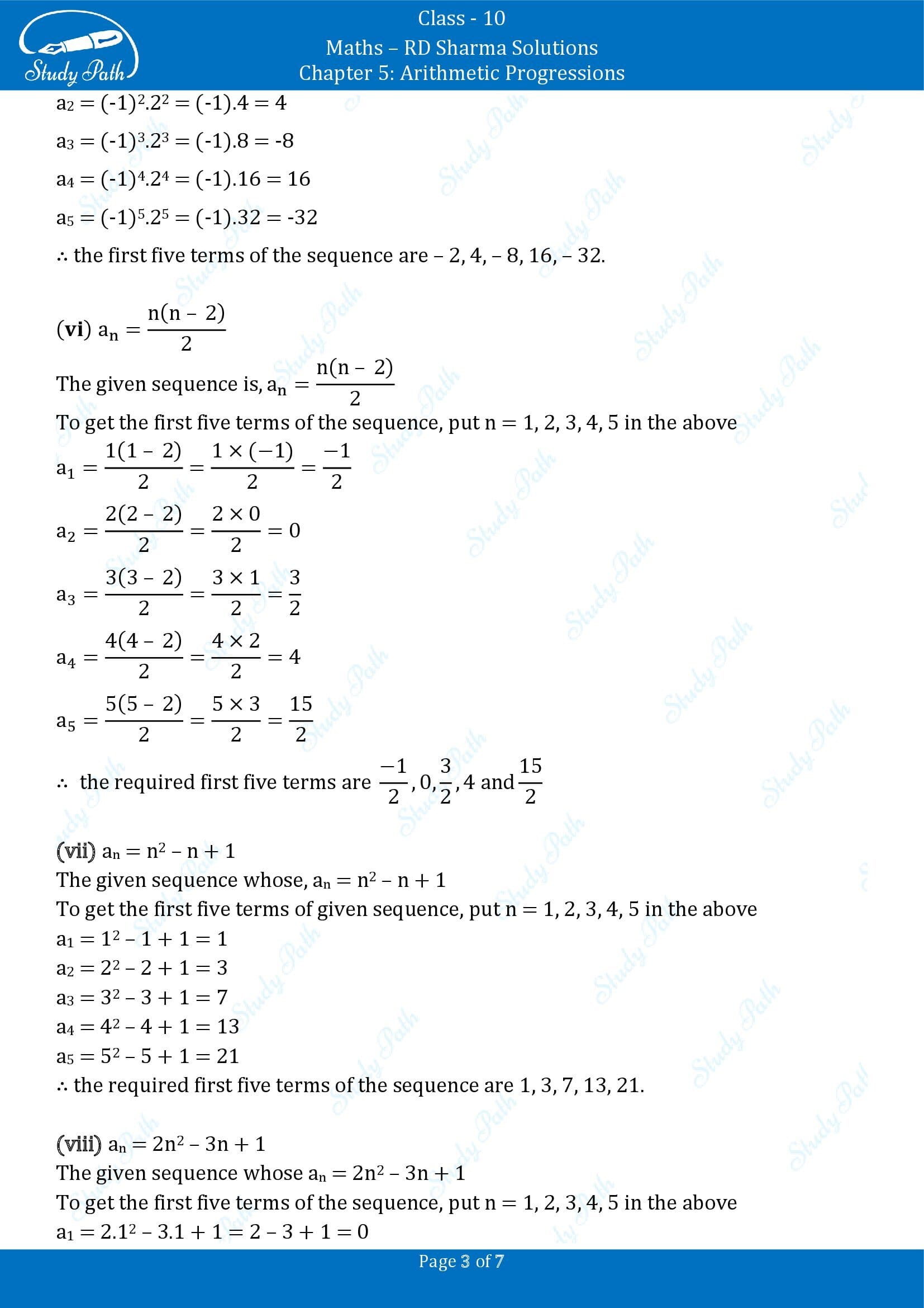 RD Sharma Solutions Class 10 Chapter 5 Arithmetic Progressions Exercise 5.1 00003