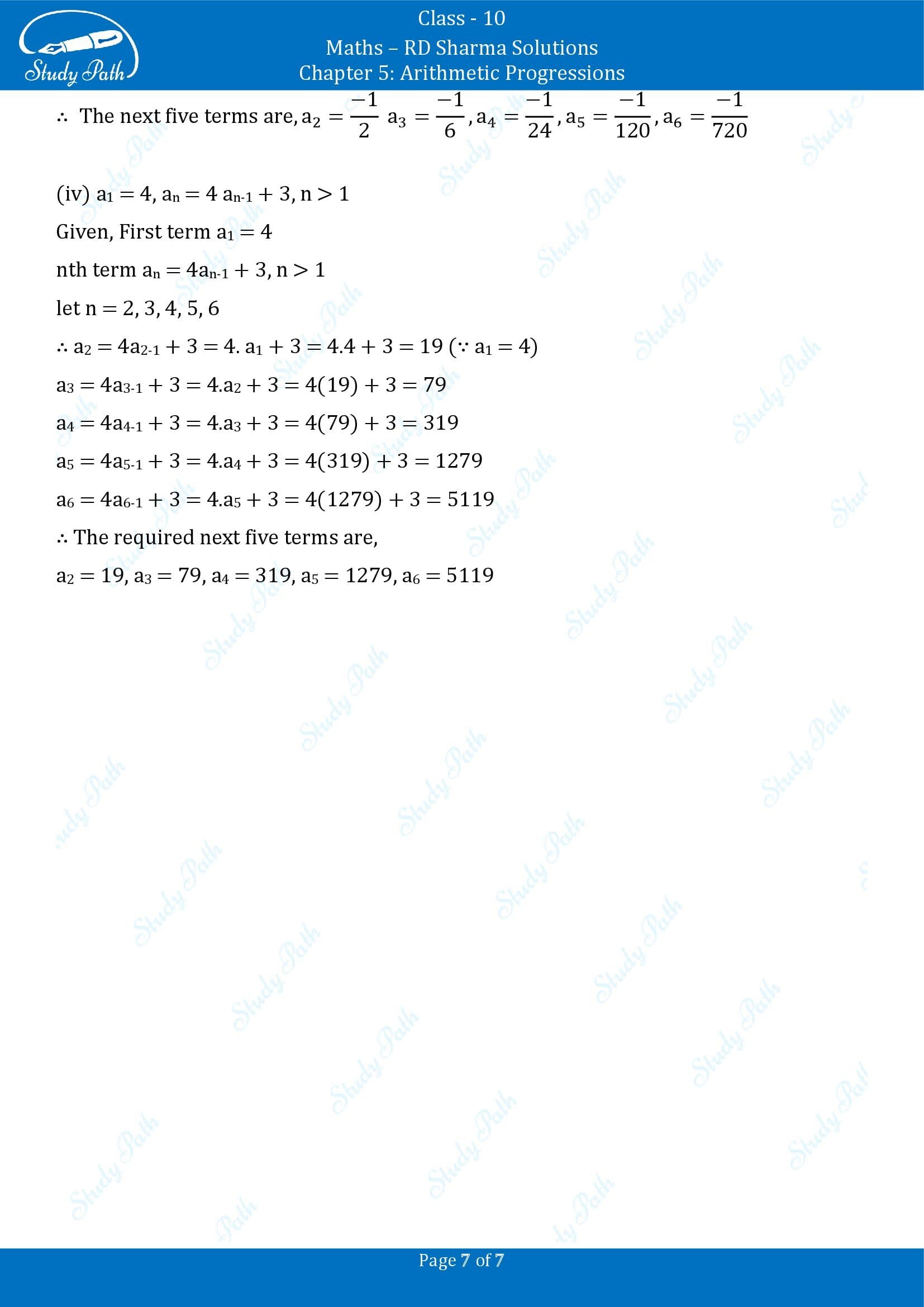 RD Sharma Solutions Class 10 Chapter 5 Arithmetic Progressions Exercise 5.1 00007
