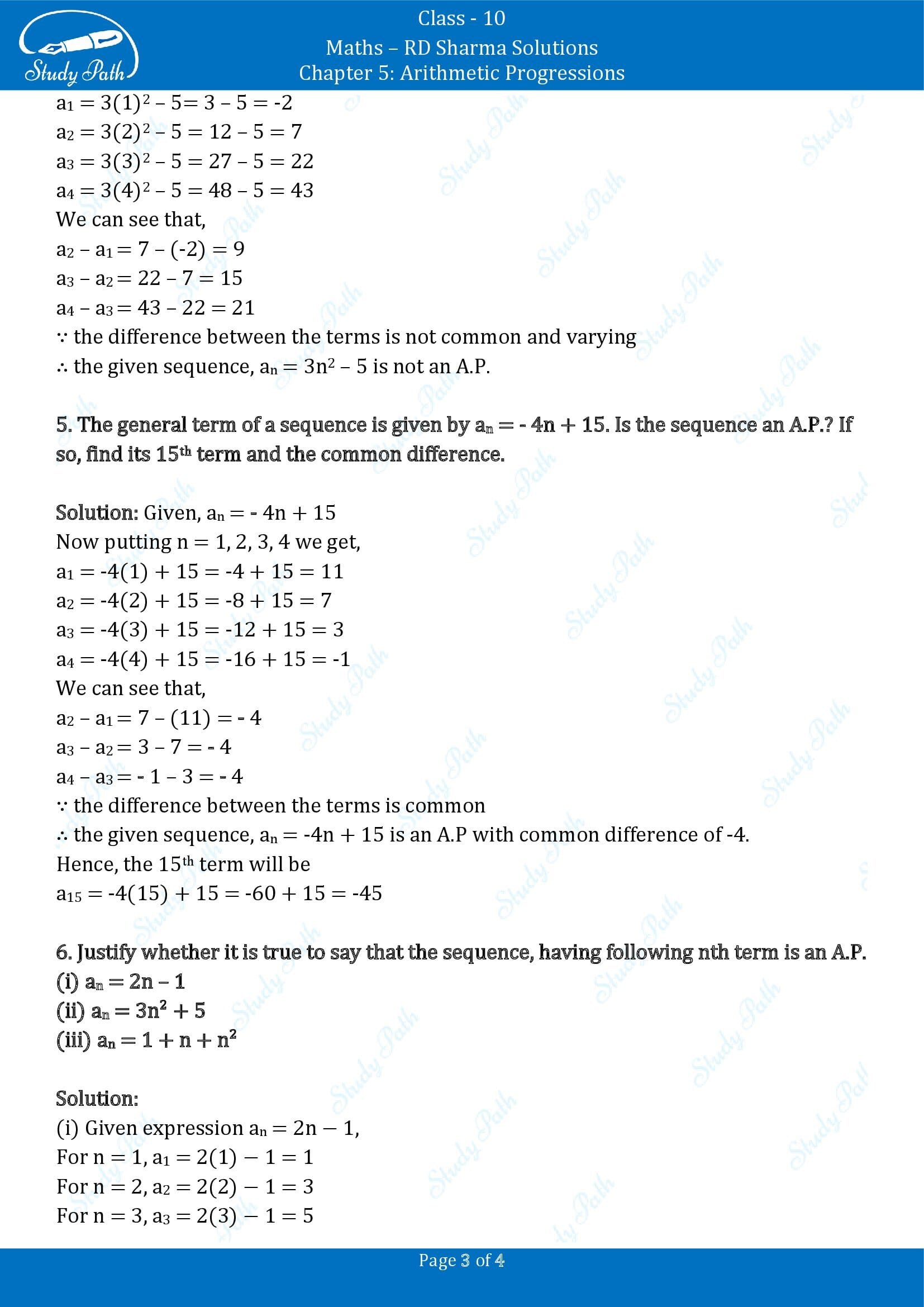 RD Sharma Solutions Class 10 Chapter 5 Arithmetic Progressions Exercise 5.2 00003