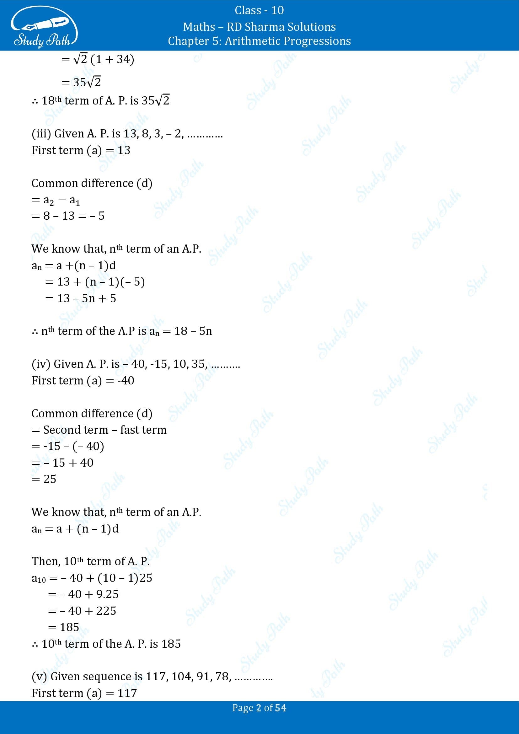 RD Sharma Solutions Class 10 Chapter 5 Arithmetic Progressions Exercise 5.4 00002