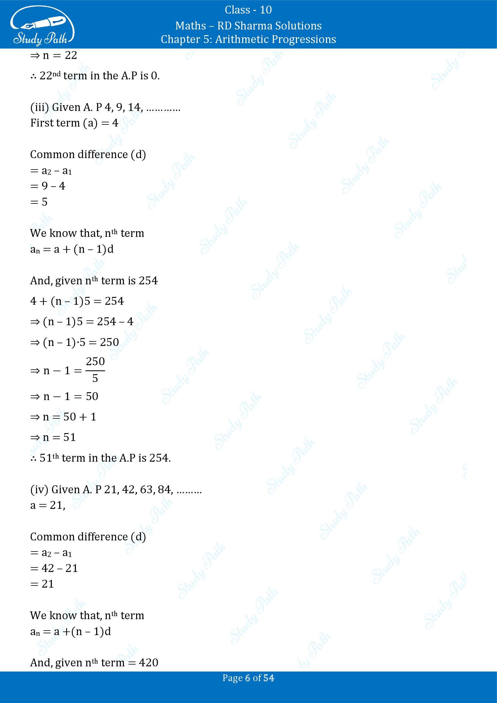 RD Sharma Solutions Class 10 Chapter 5 Arithmetic Progressions Exercise 5.4 00006