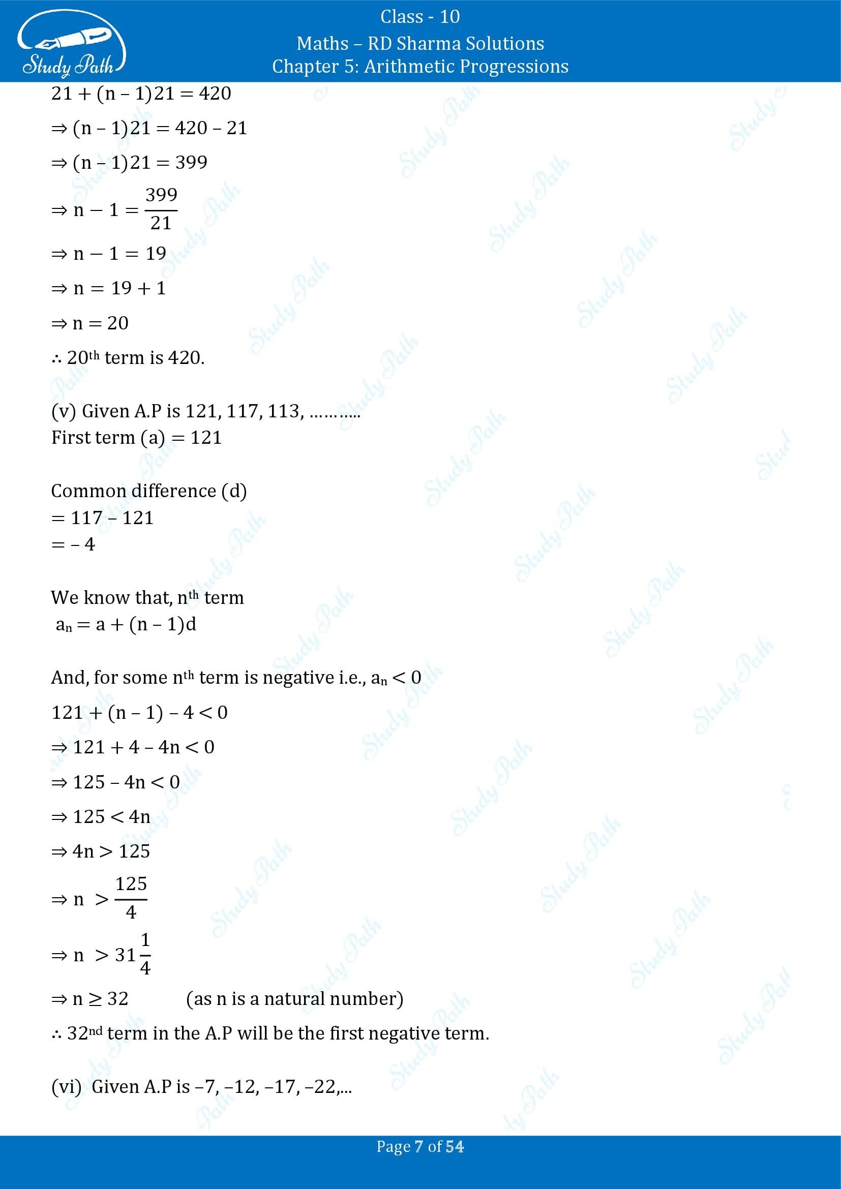 RD Sharma Solutions Class 10 Chapter 5 Arithmetic Progressions Exercise 5.4 00007