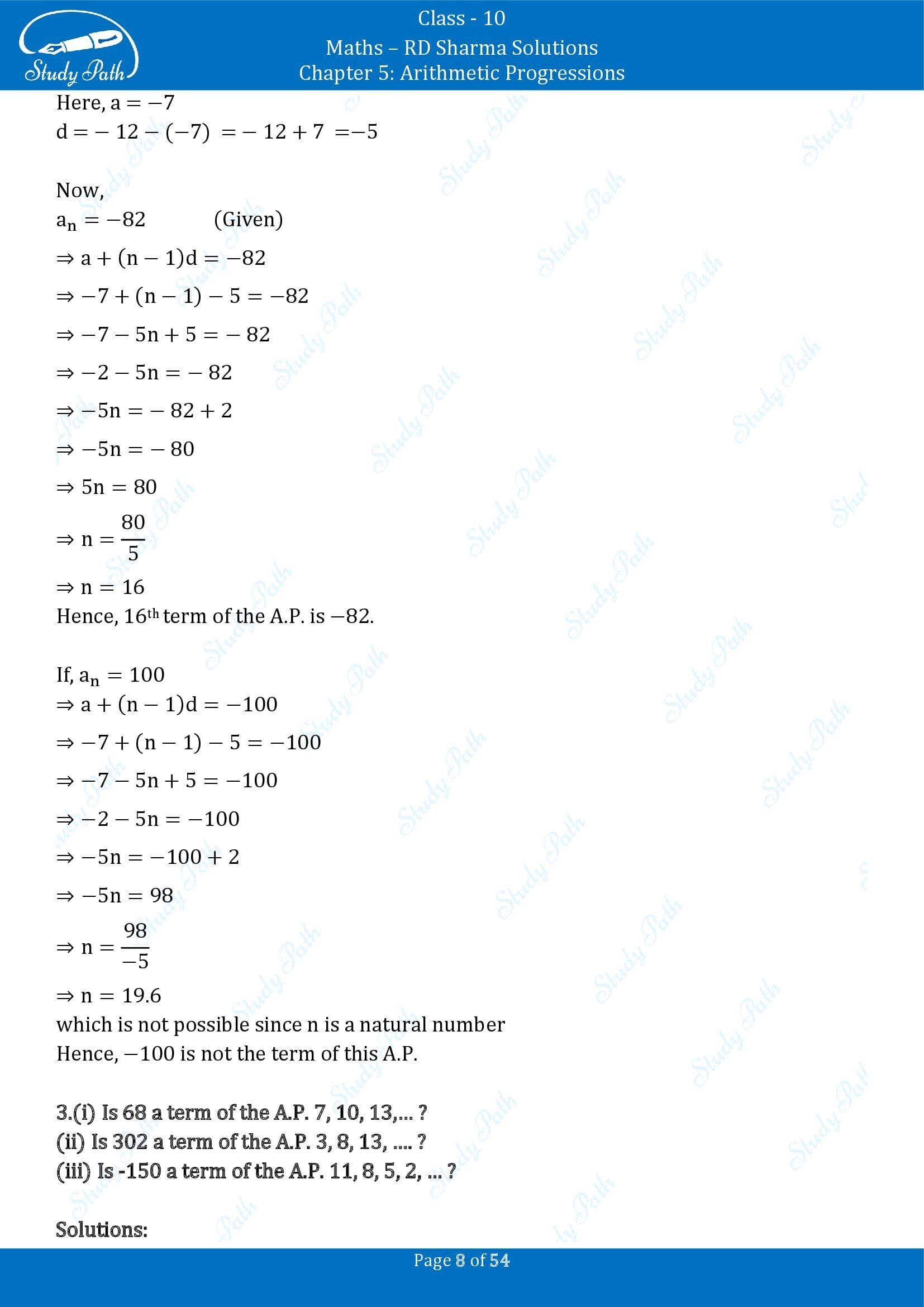 RD Sharma Solutions Class 10 Chapter 5 Arithmetic Progressions Exercise 5.4 00008