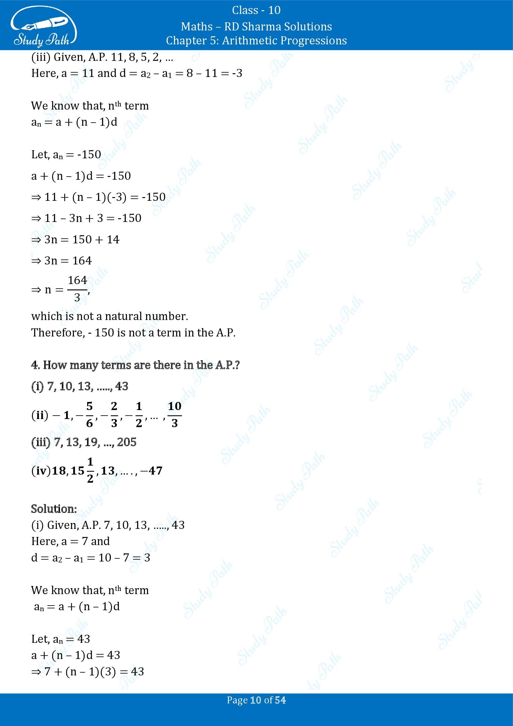 RD Sharma Solutions Class 10 Chapter 5 Arithmetic Progressions Exercise 5.4 00010