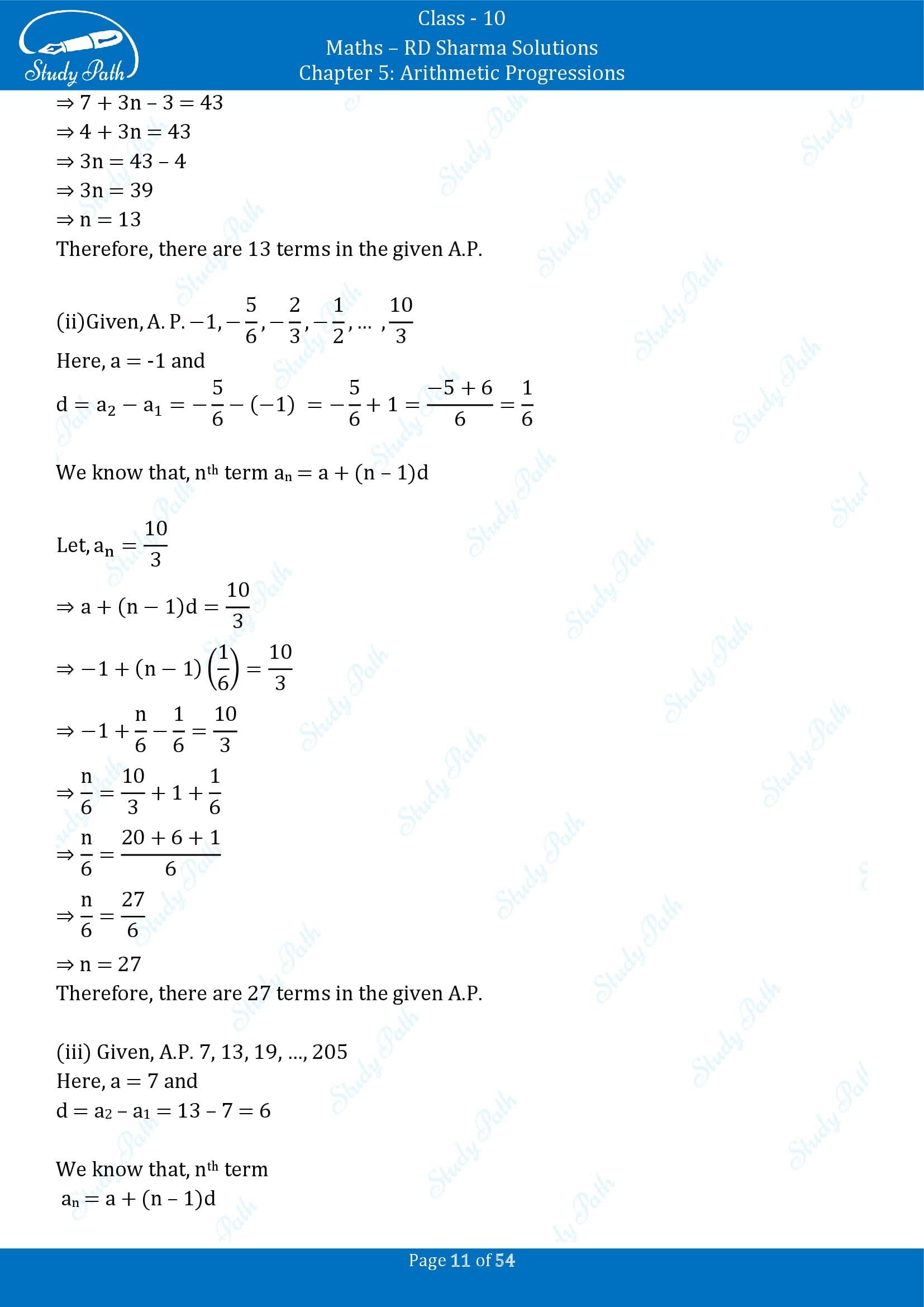 RD Sharma Solutions Class 10 Chapter 5 Arithmetic Progressions Exercise 5.4 00011