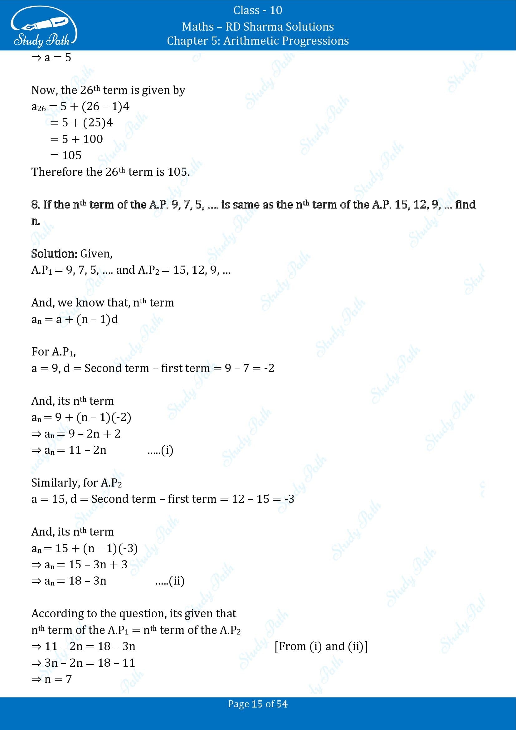 RD Sharma Solutions Class 10 Chapter 5 Arithmetic Progressions Exercise 5.4 00015